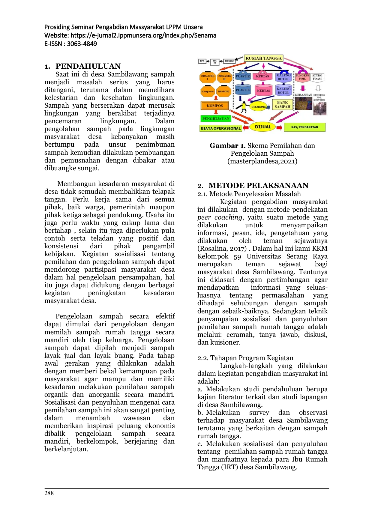 JURIS Penyuluhan Pemilahan Sampah Rumah Tangga di Desa Sambilawang Kabupaten Serang Provinsi Banten