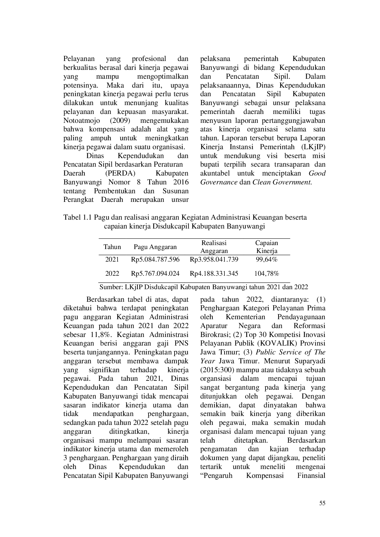 JURIS Kompensasi Finansial Dan Kinerja Pegawai Aparatur Sipil Negara ASN Di Dinas Kependudukan Dan Pencatatan Sipil Kabupaten Banyuwangi