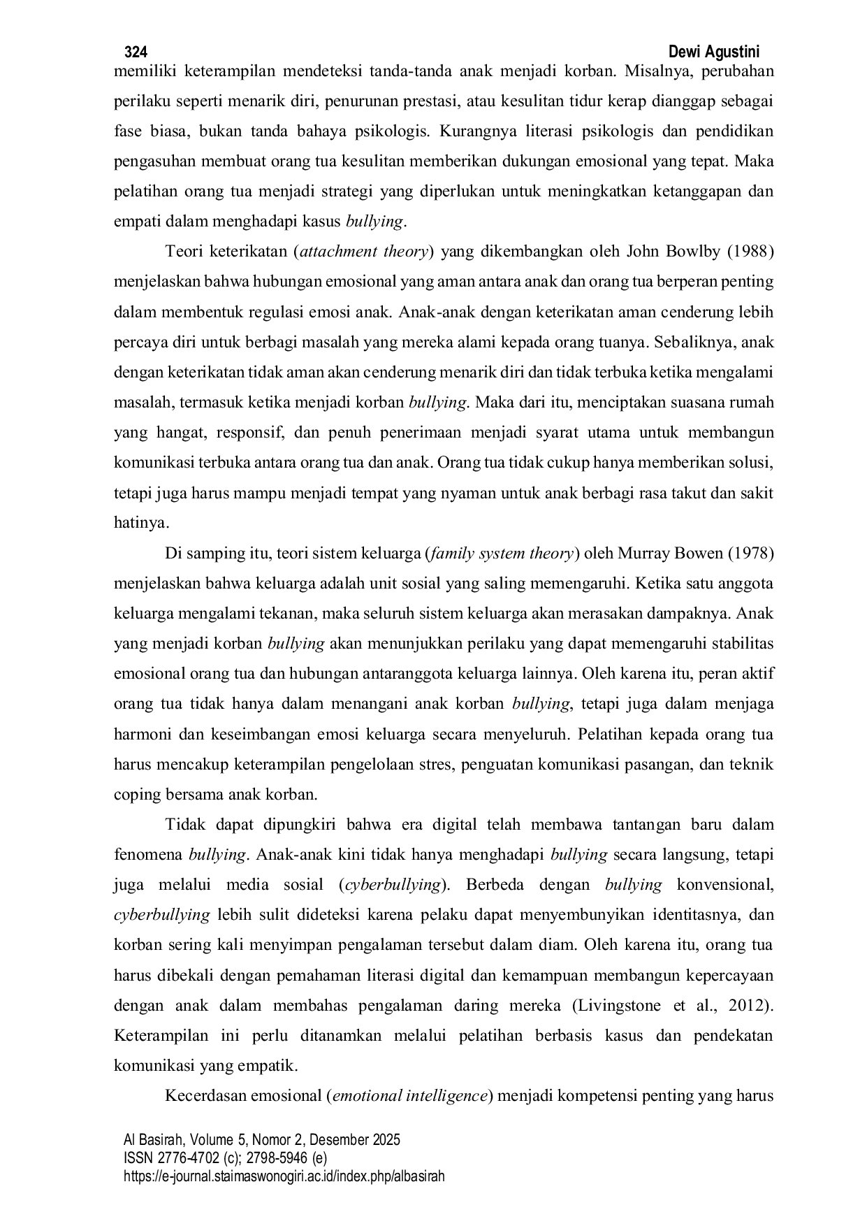 JURIS Pelatihan kepada Orang Tua tentang Peran Orang Tua dalam Penanganan Anak Korban Bullying Di Wilayah kota Surakarta