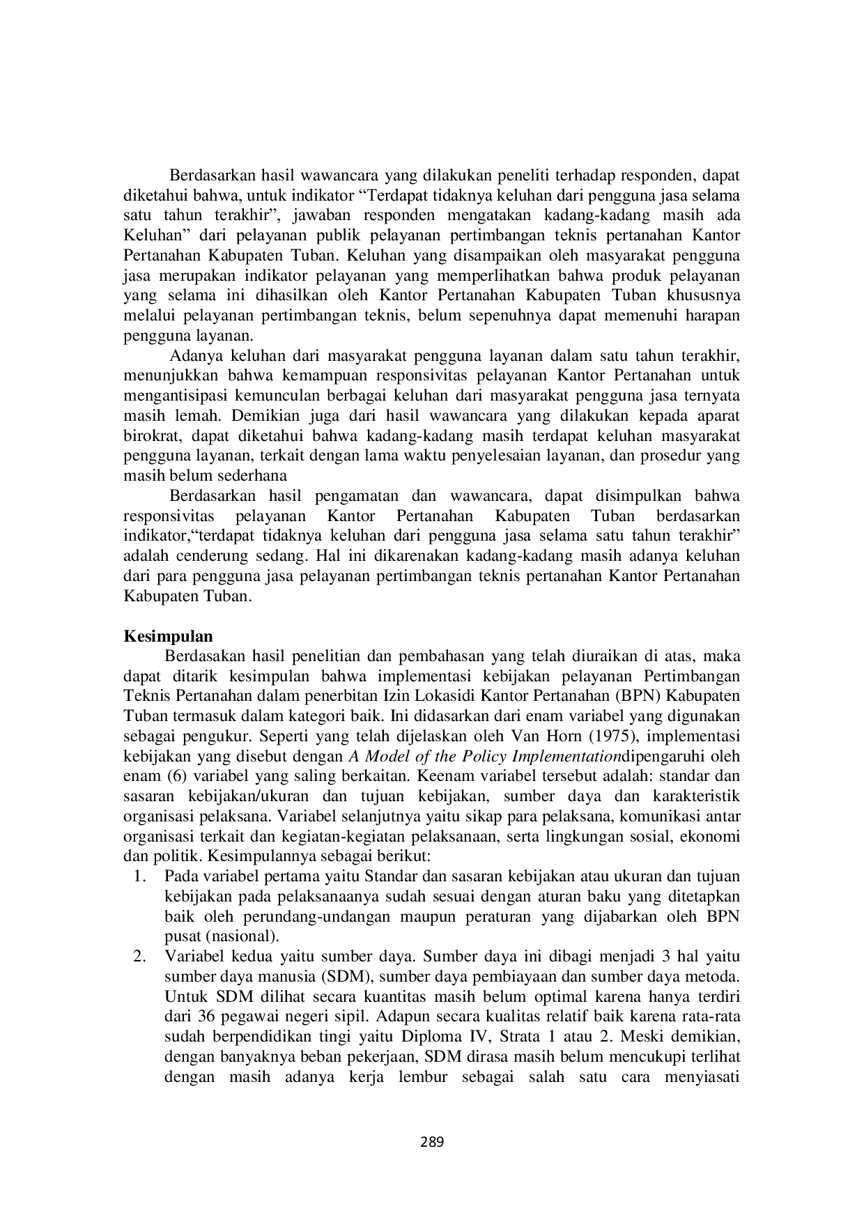 JURIS Implementasi Kebijakan Pelayanan Pertimbangan Teknis Pertanahan di Kantor Pertanahan Kabupaten Tuban