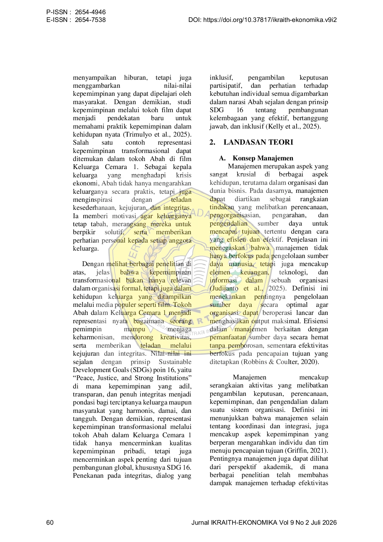 JURIS Representasi Kepemimpinan Transformasional Pada Karakter Abah dalam Film Keluarga Cemara 1