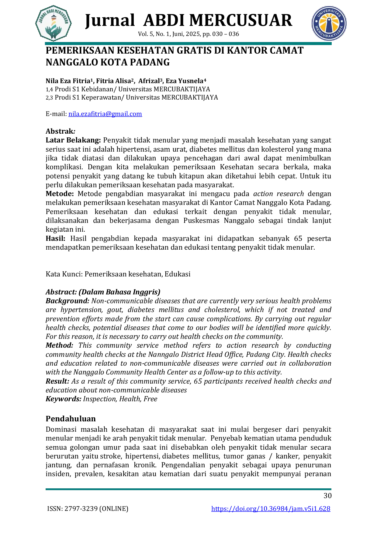JURIS Pemeriksaan Kesehatan Gratis Di Kantor Camat Nanggalo Kota Padang