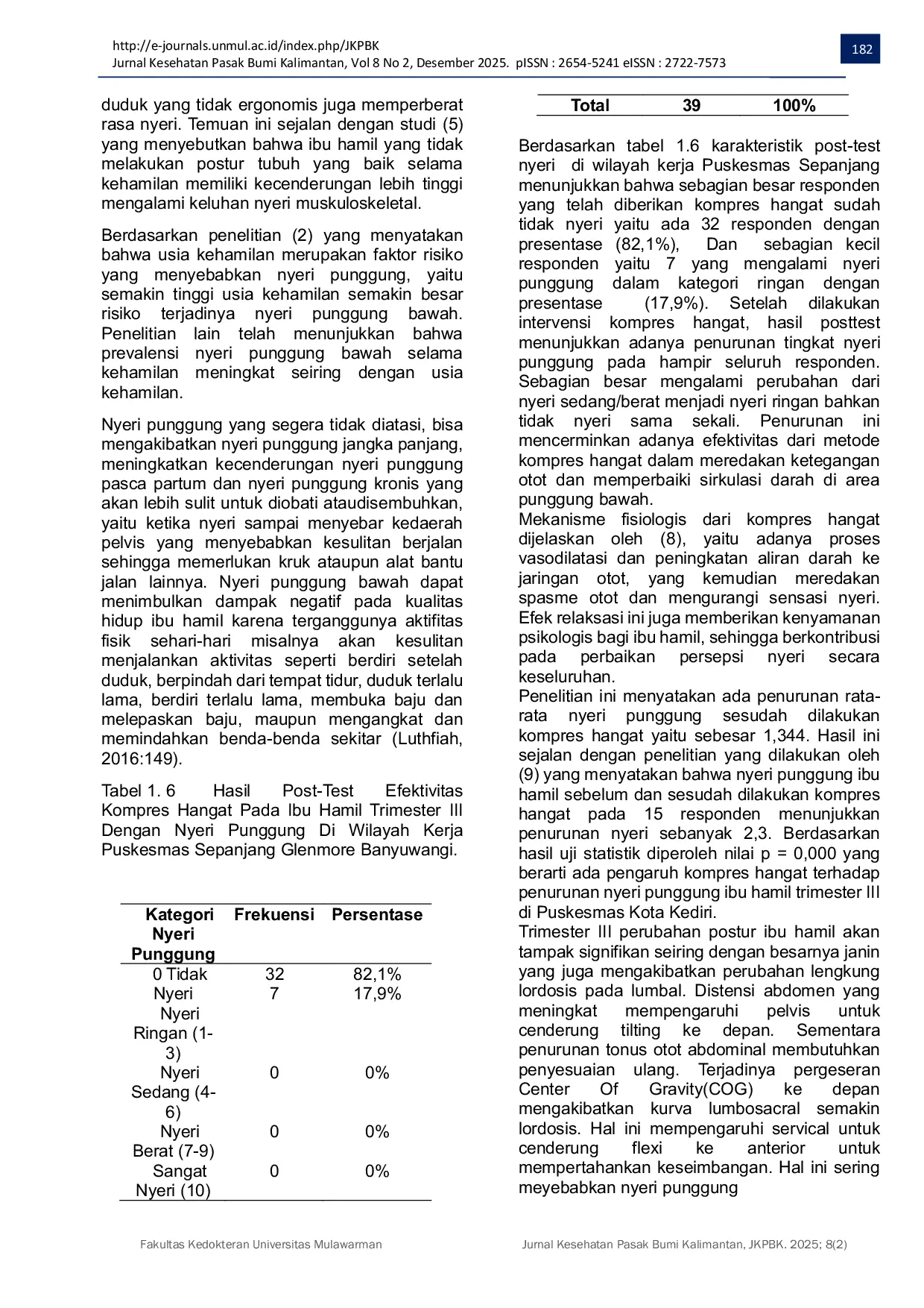 JURIS The Effectiveness of Warm Compresses for Back Pain in Pregnant Women in the Third Trimester