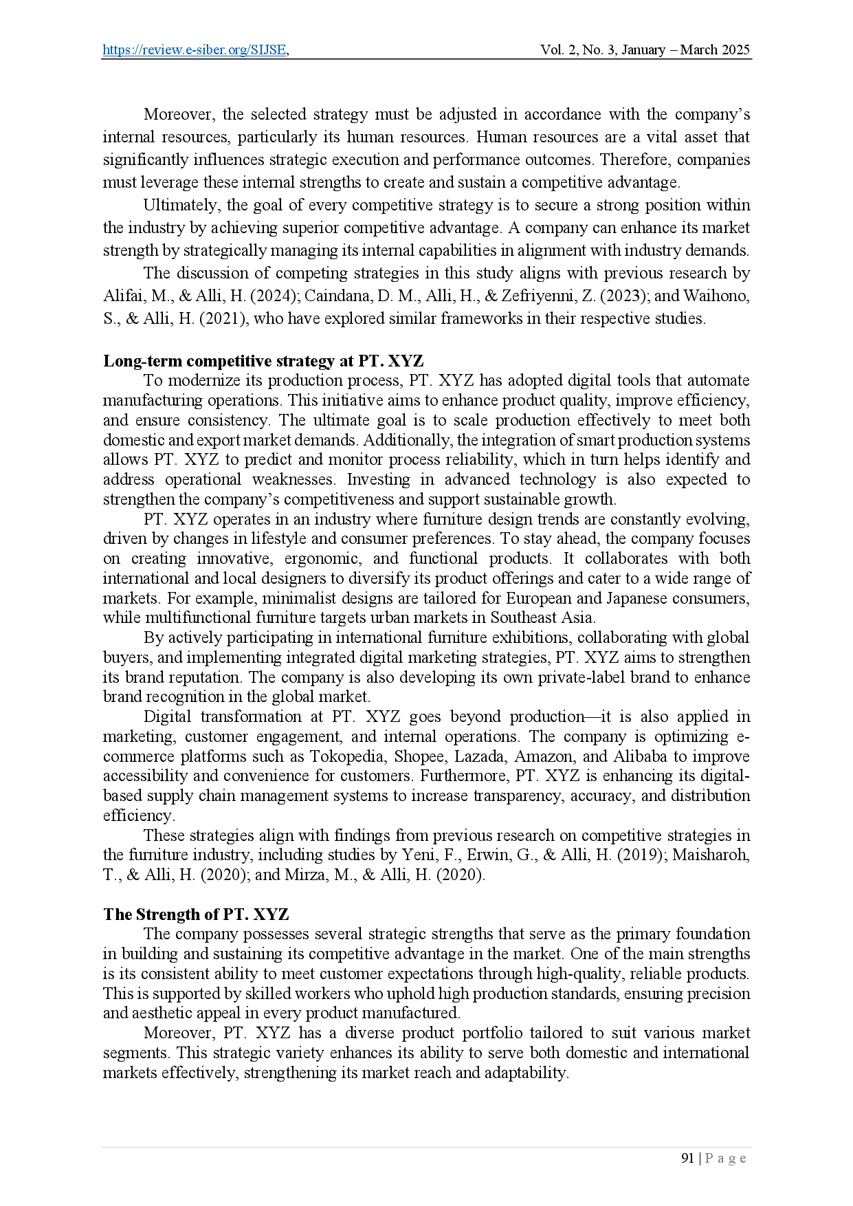 juris SWOT analysis in determining long term competitive strategies at PT XYZ