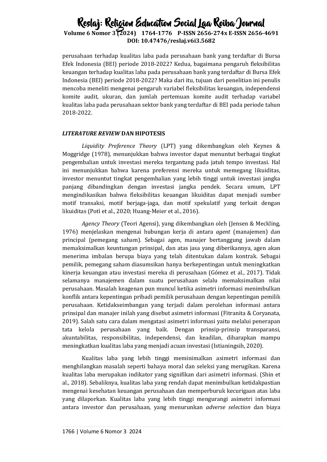 JURIS Pengaruh Corporate Governance Financial Flexibility terhadap Earnings Quality Perusahaan Sektor Bank Indonesia