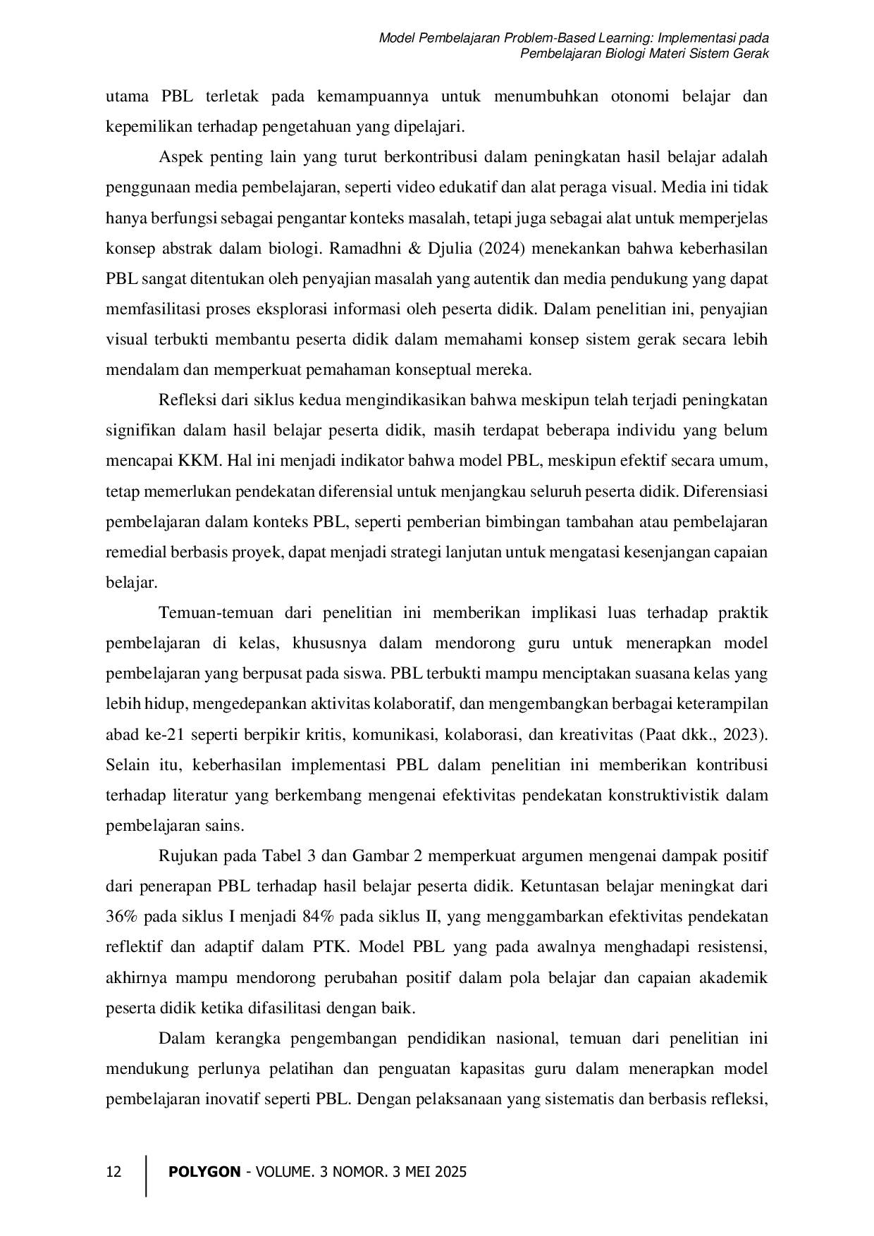 JURIS Model Pembelajaran Problem Based Learning Implementasi pada Pembelajaran Biologi Materi Sistem Gerak