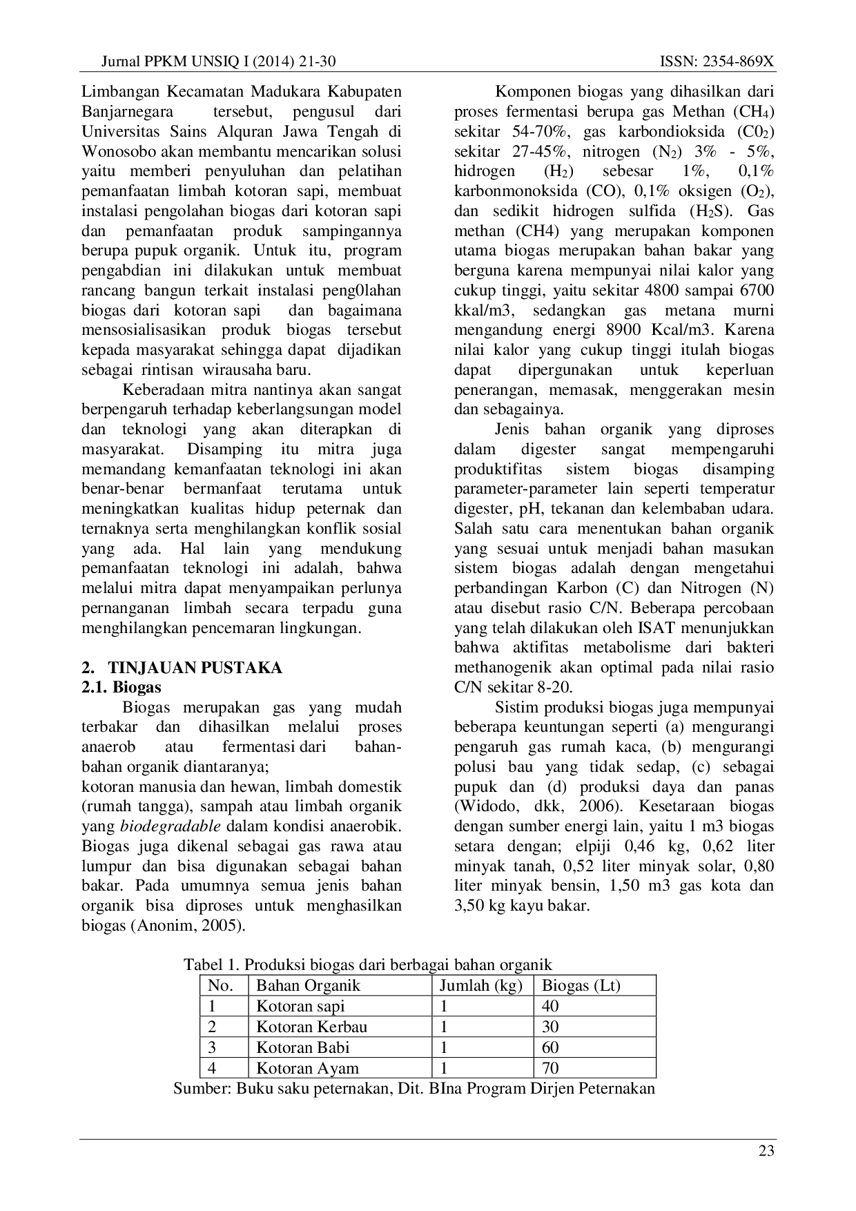 juris Rancang Bangun Reaktor Biogas untuk Pemanfaatan Limbah Kotoran Ternak Sapi di Desa Limbangan Kabupaten Banjarnegara