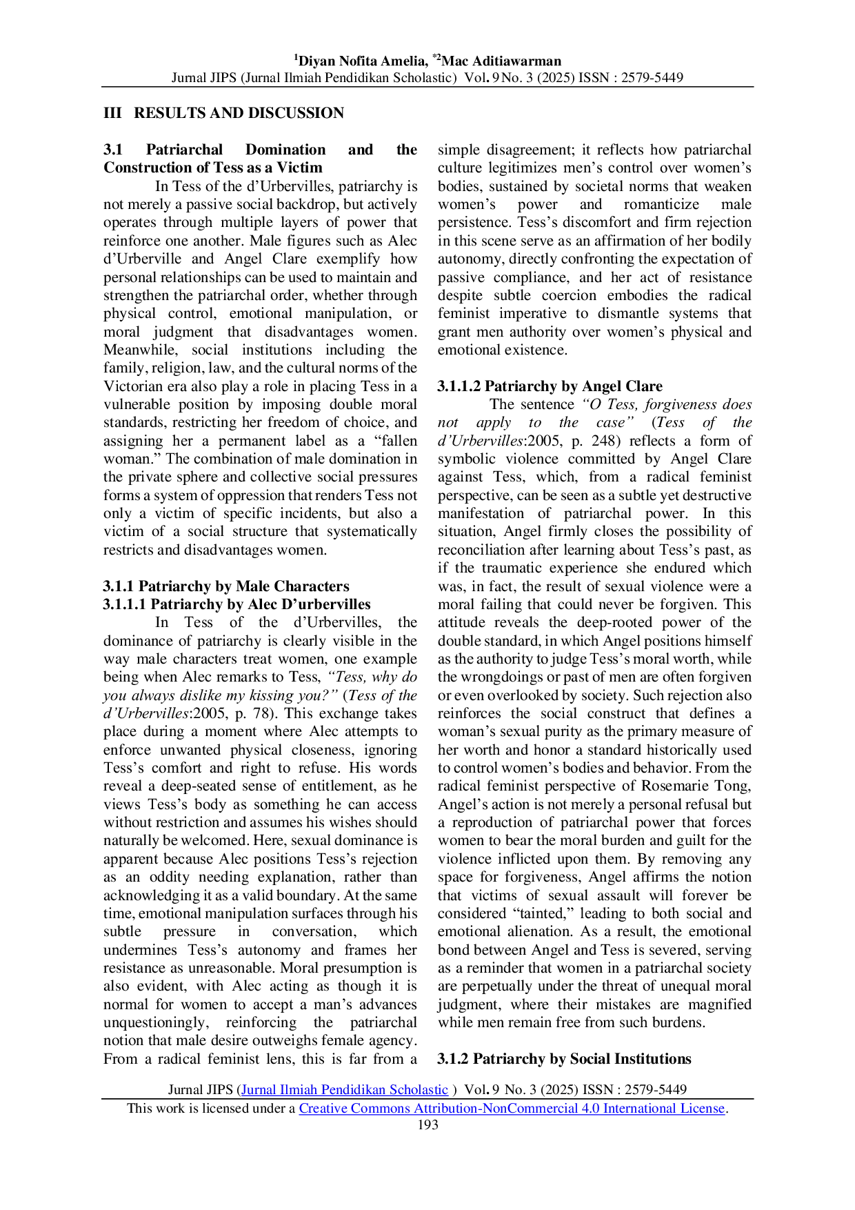 JURIS Violence Against Woman In Thomas Hardy s Work Tess Of The D Urbervilles