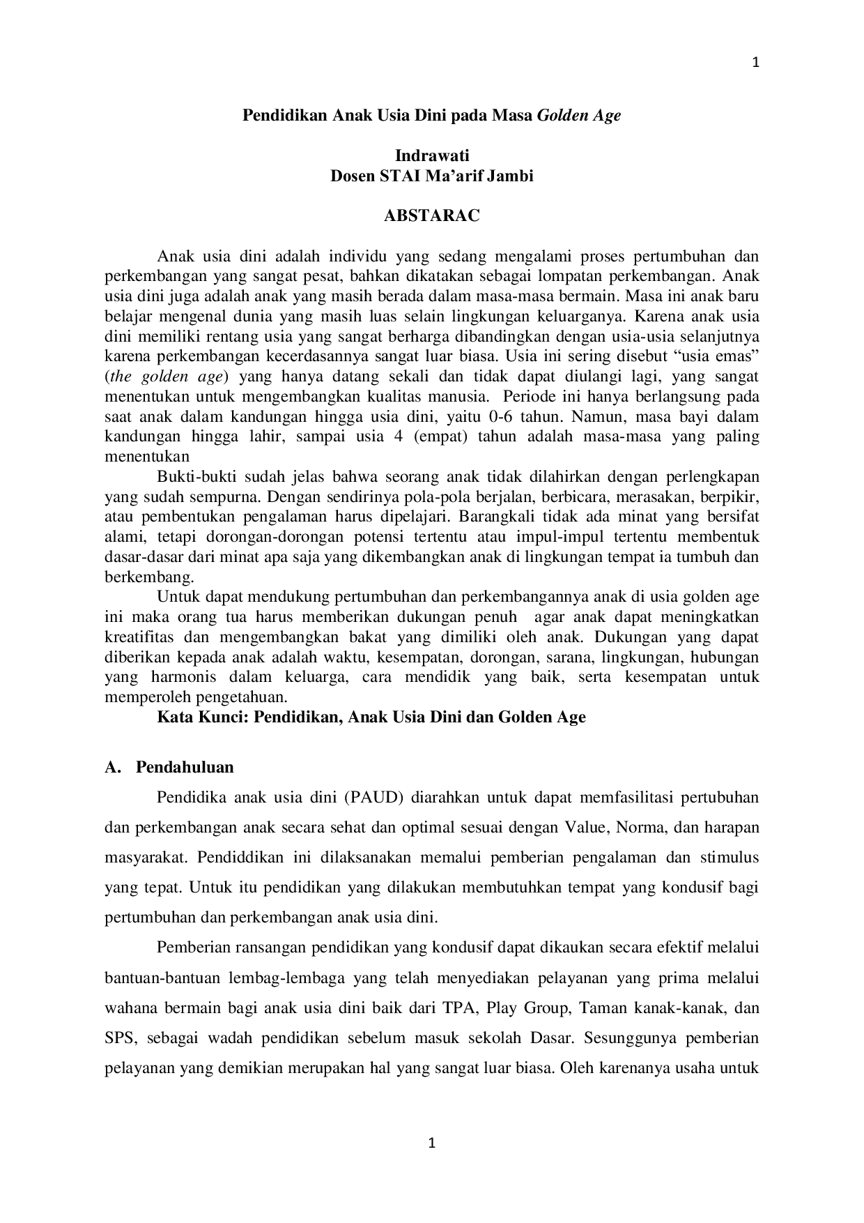 JURIS Pendidikan Anak Usia Dini pada Masa Golden Age