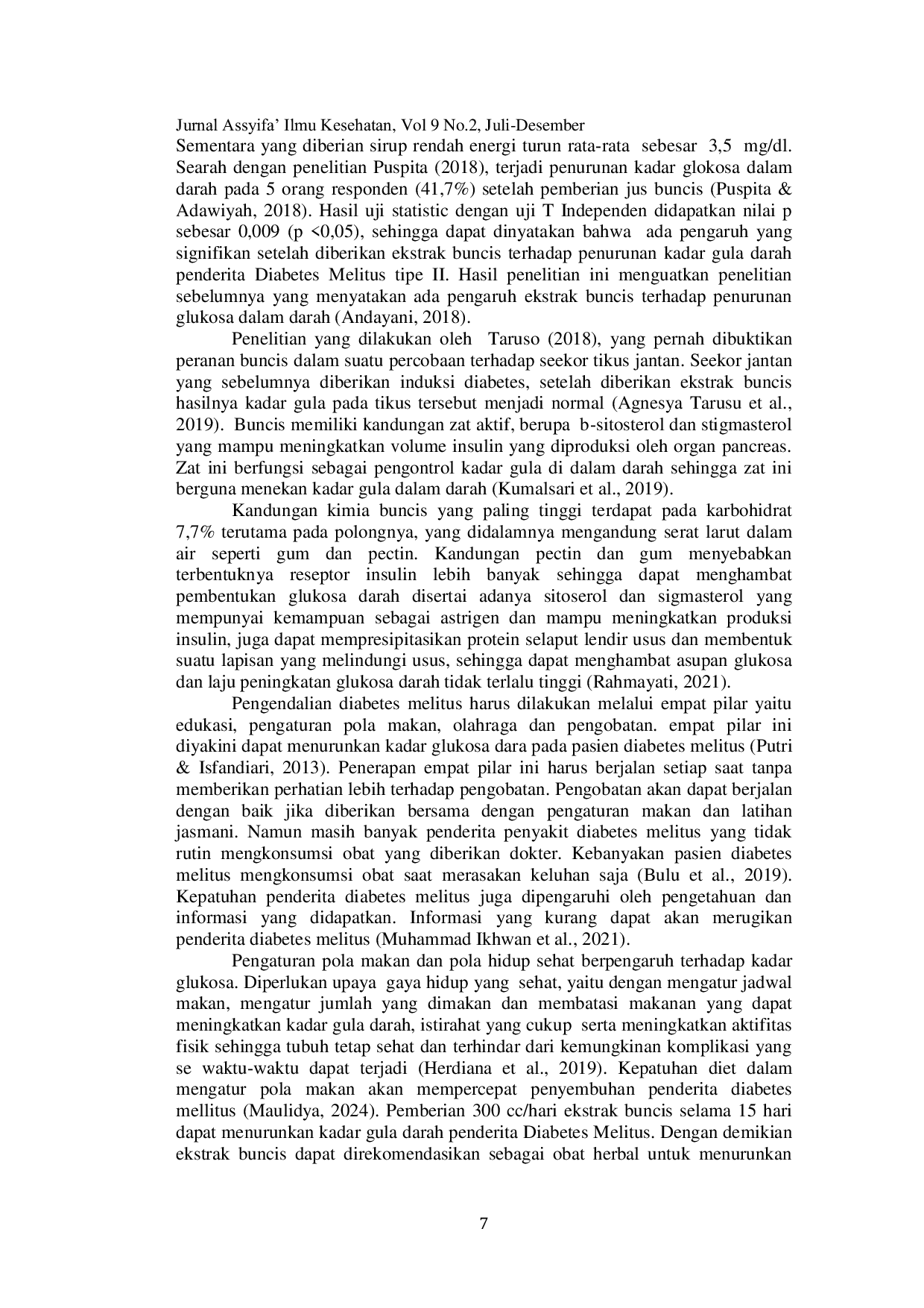 JURIS Efikasi Pemberian Makanan Fungsional Ekstrak Buncis Terhadap Pengendalian Kadar Gula Darah penderita Diabetes Mellitus