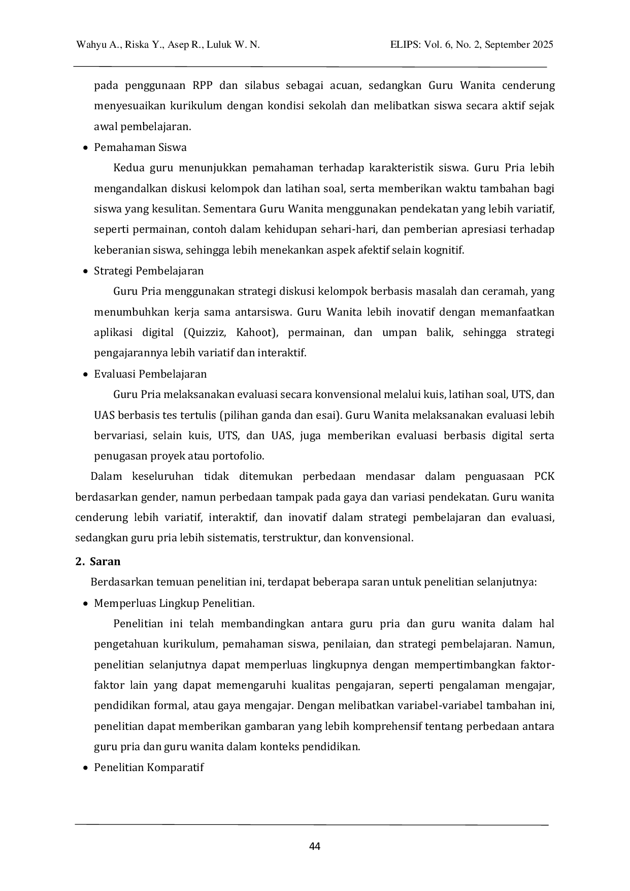 JURIS Pedagogical Content Knowledge Pck Guru Matematika Madrasah Aliyah Di Papua Ditinjau Dari Perbedaan Gender