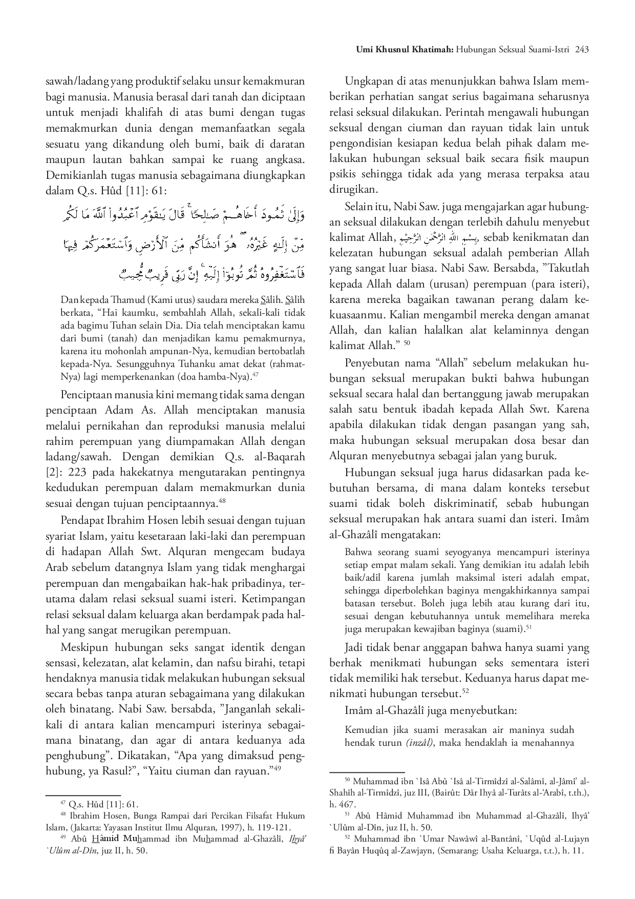juris Hubungan Seksual Suami Istri dalam Perspektif Gender dan Hukum Islam