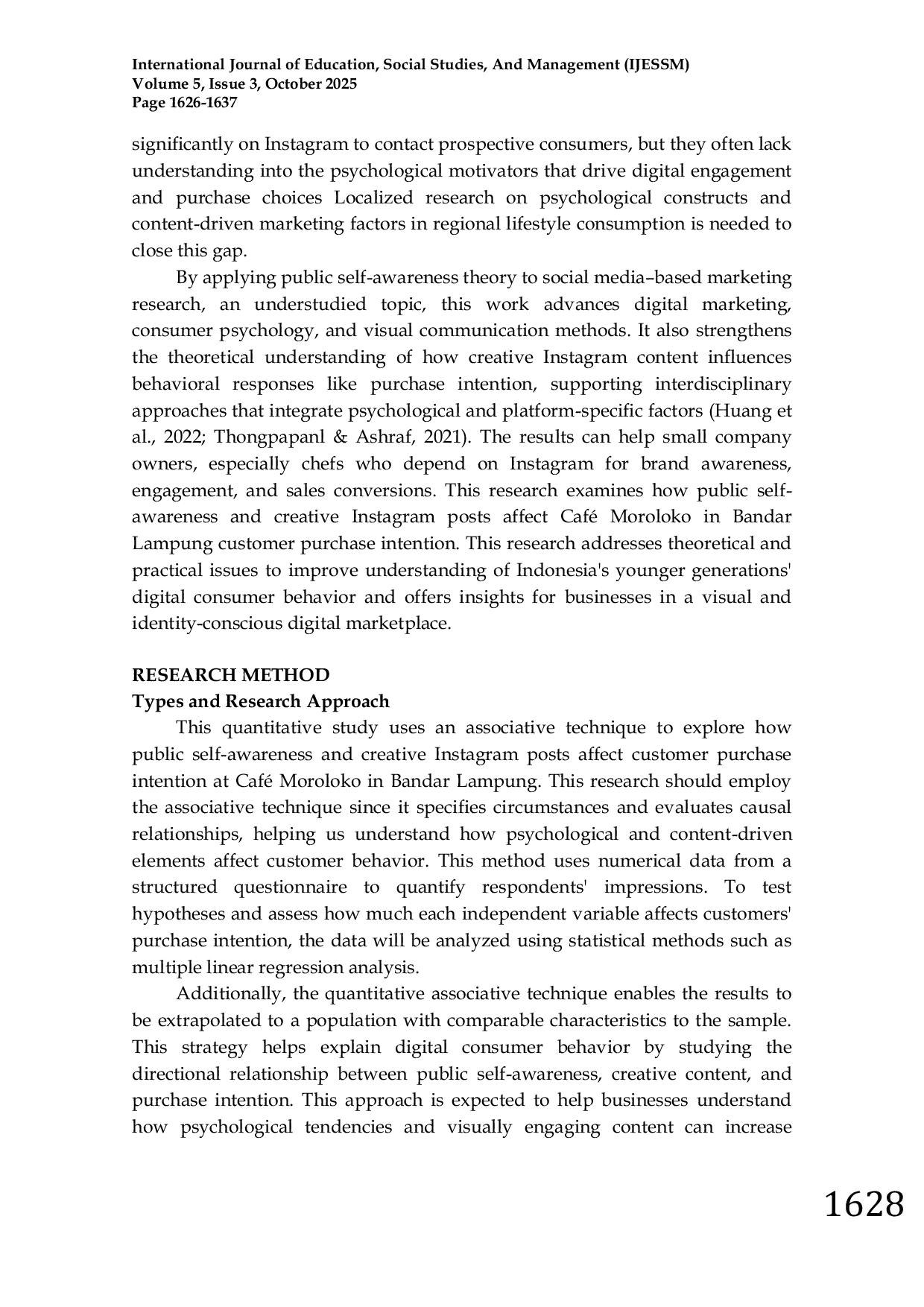 JURIS The Influence of Public Self Awareness and Creative Content on Instagram Toward Consumer Purchase Intention