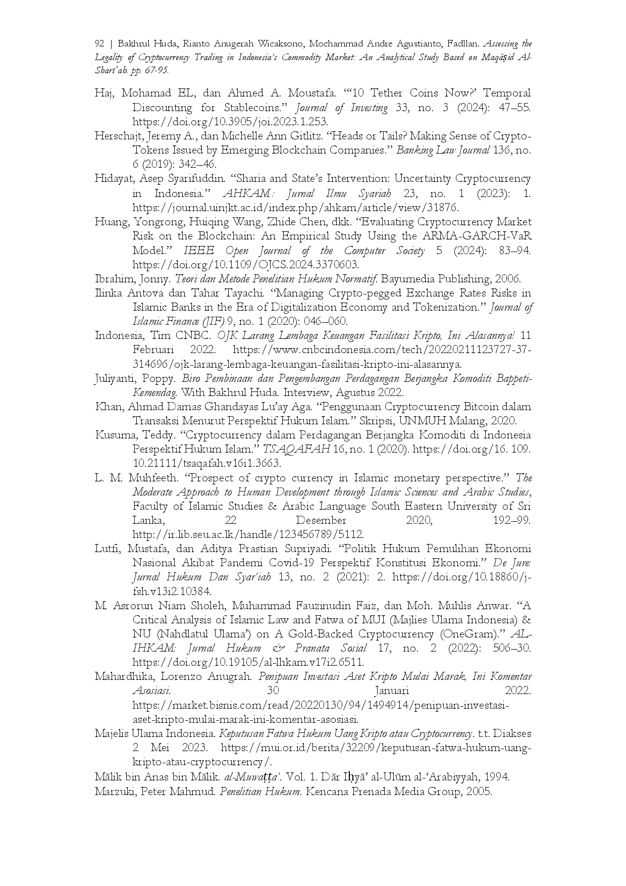 juris Assessing the Legality of Cryptocurrency Trading in Indonesia s Commodity Market An Analytical Study Based on MaqAid Al Sharah