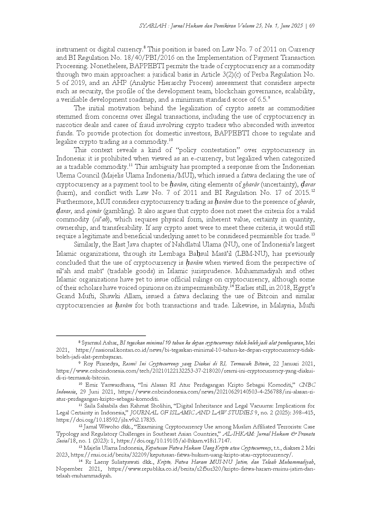 juris Assessing the Legality of Cryptocurrency Trading in Indonesia s Commodity Market An Analytical Study Based on MaqAid Al Sharah