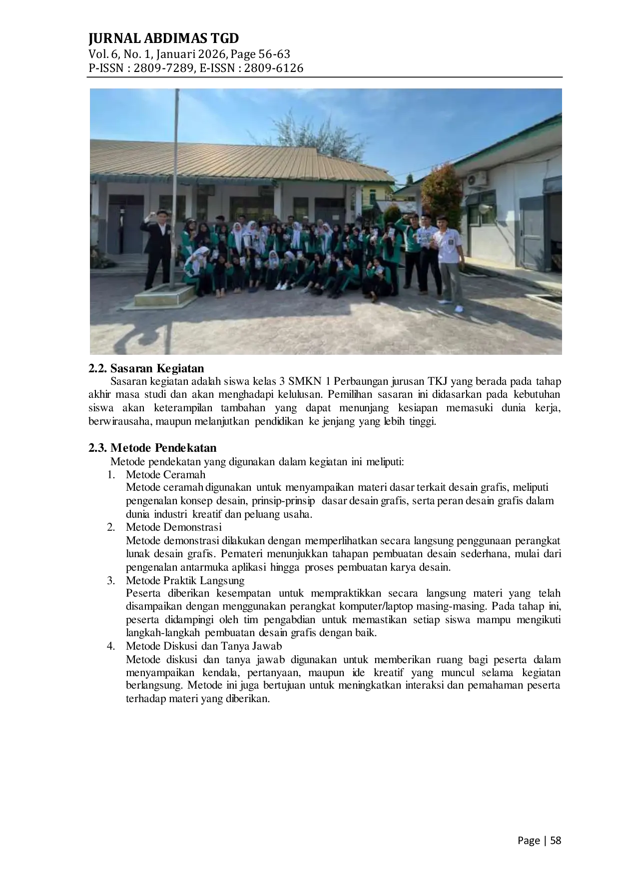 JURIS Workshop Desain Grafis Dalam Meningkatkan Kompetensi Dan Motivasi Pendidikan Lanjutan Siswa SMK Jurusan TKJ