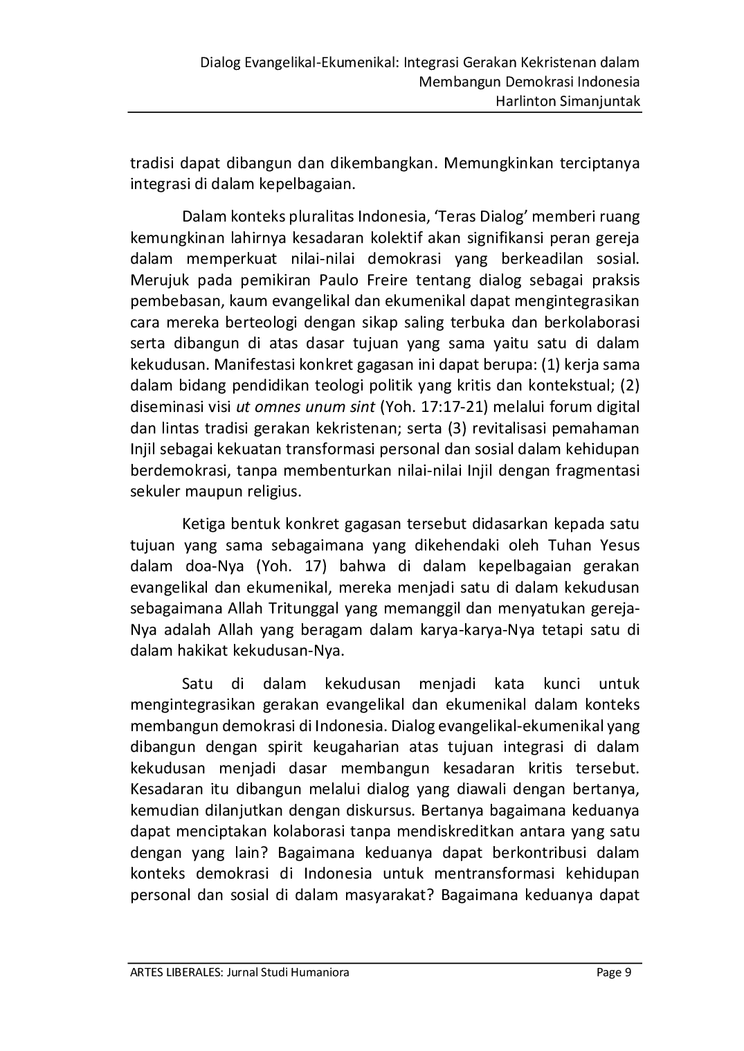 JURIS Dialog Evangelikal Ekumenikal Integrasi Gerakan Kekristenan dalam Membangun Demokrasi Indonesia