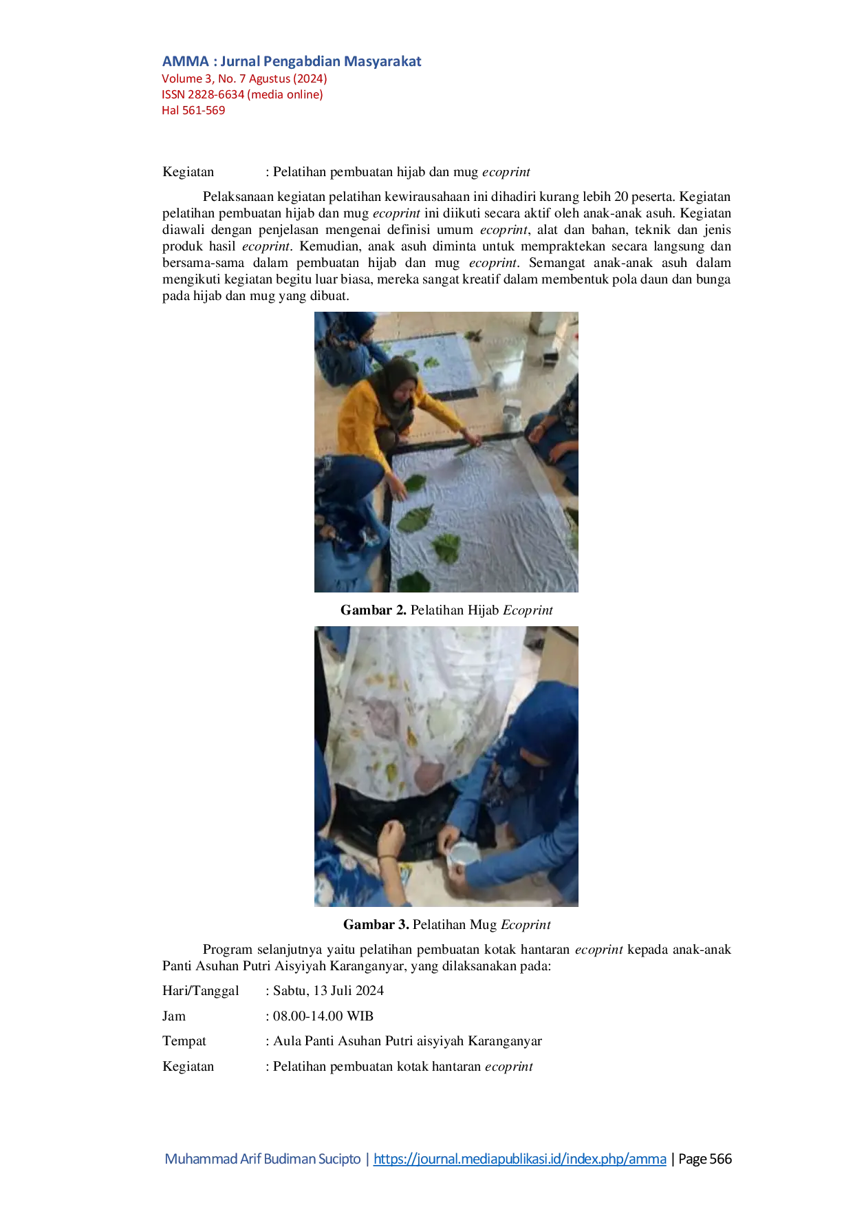 JURIS Literasi Entrepreneurship Untuk Meningkatkan Kemandirian Di Panti Asuhan Putri Aisyiyah Karanganyar