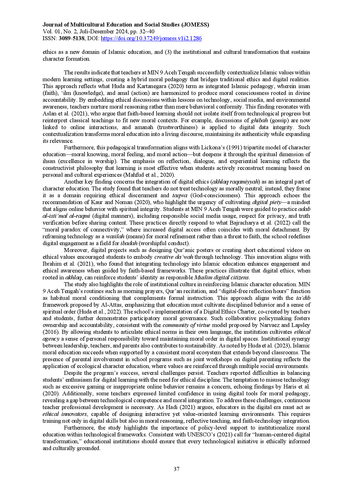 juris Islamic Character Education in the Disruption Era A Case Study at MIN 9 Aceh Tengah