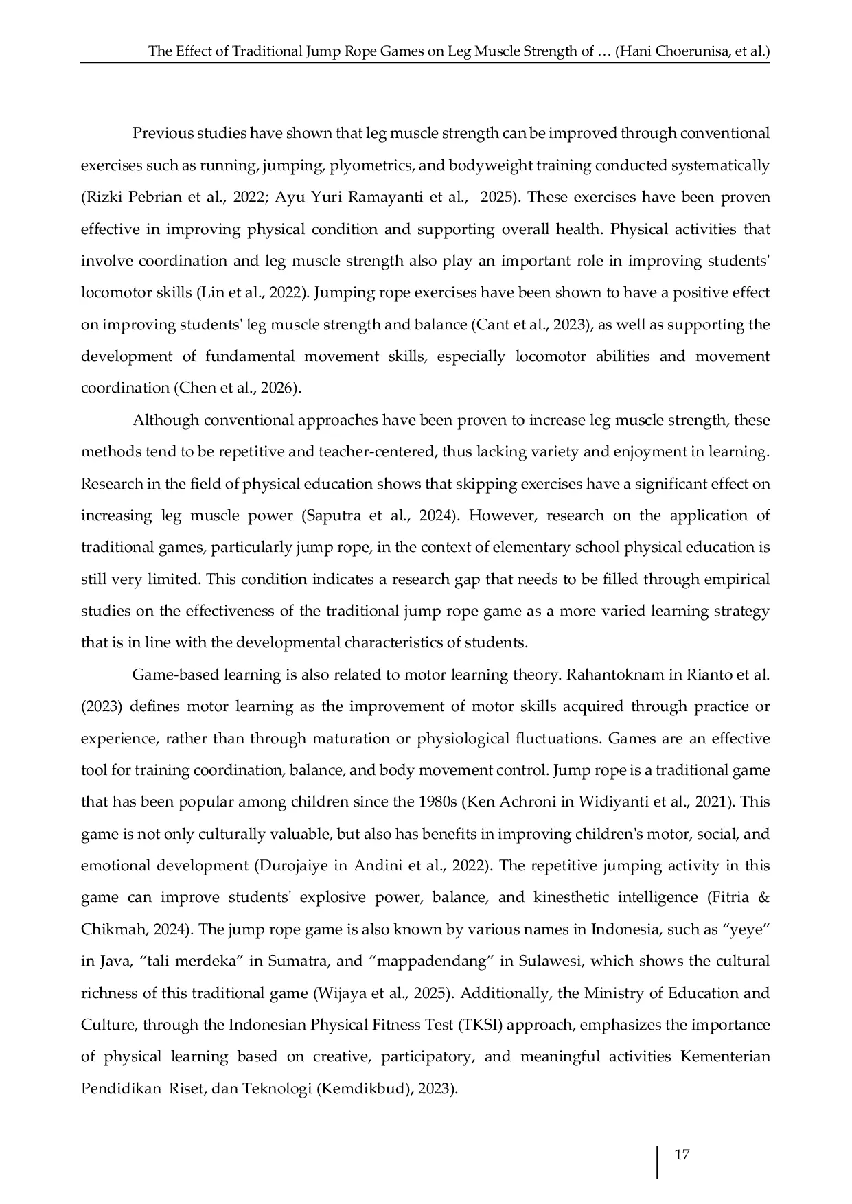 JURIS The Effect of Traditional Jump Rope Games on Leg Muscle Strength of Elementary Students