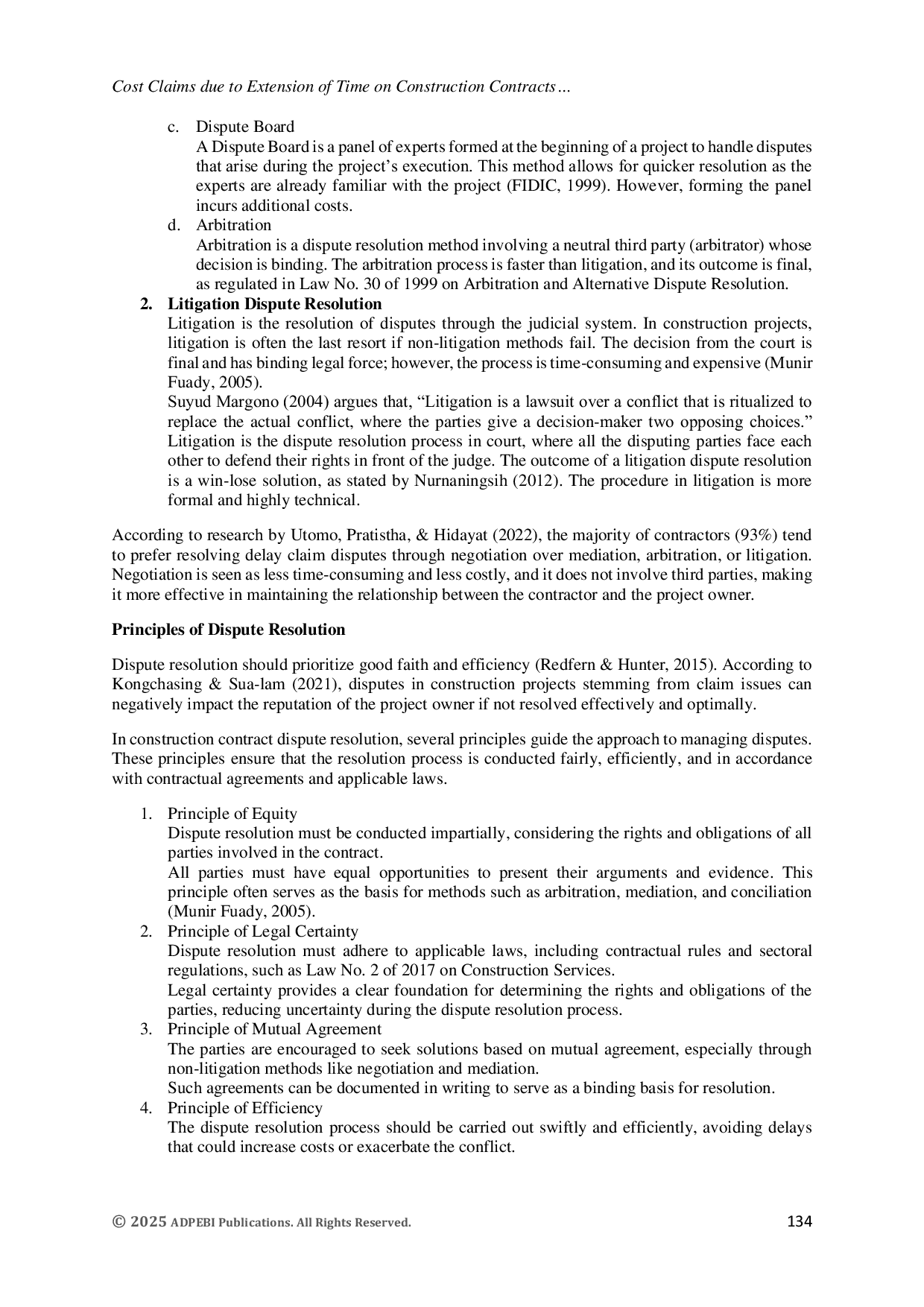 JURIS The Cost Claims due to Extension of Time on Construction Contracts Case Study Power Plant Project