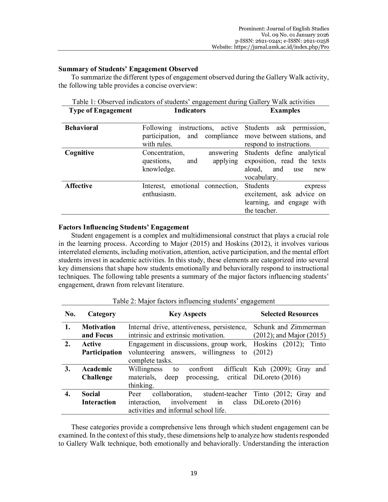 JURIS Exploring Students Engagement in Comprehending Analytical Exposition Texts through Gallery Walk Technique