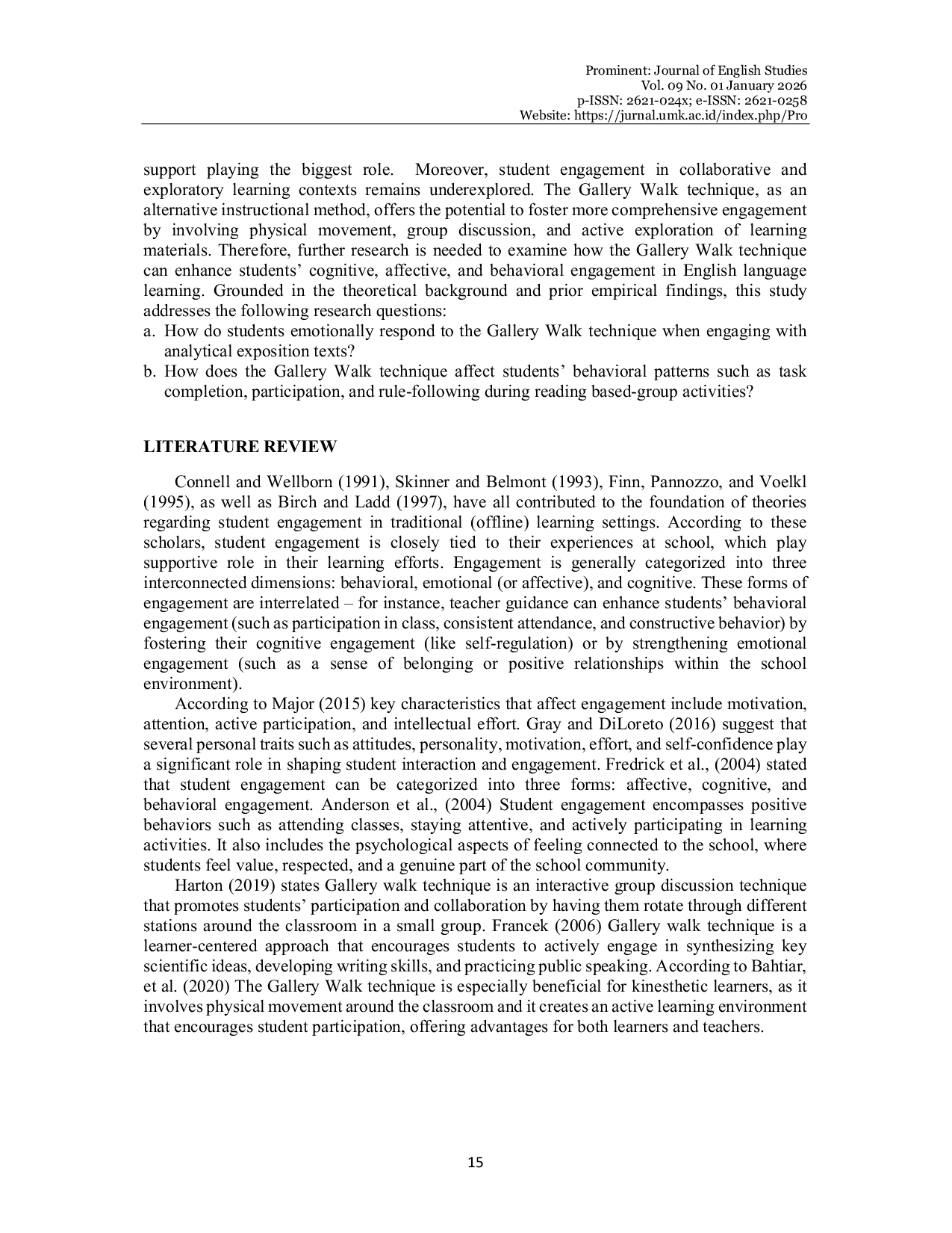 JURIS Exploring Students Engagement in Comprehending Analytical Exposition Texts through Gallery Walk Technique