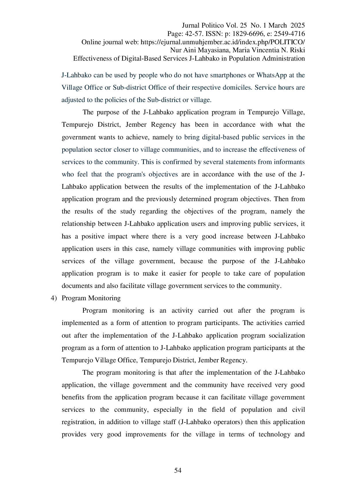 JURIS Effectiveness Of Digital Based Services J Lahbako In Population Administration