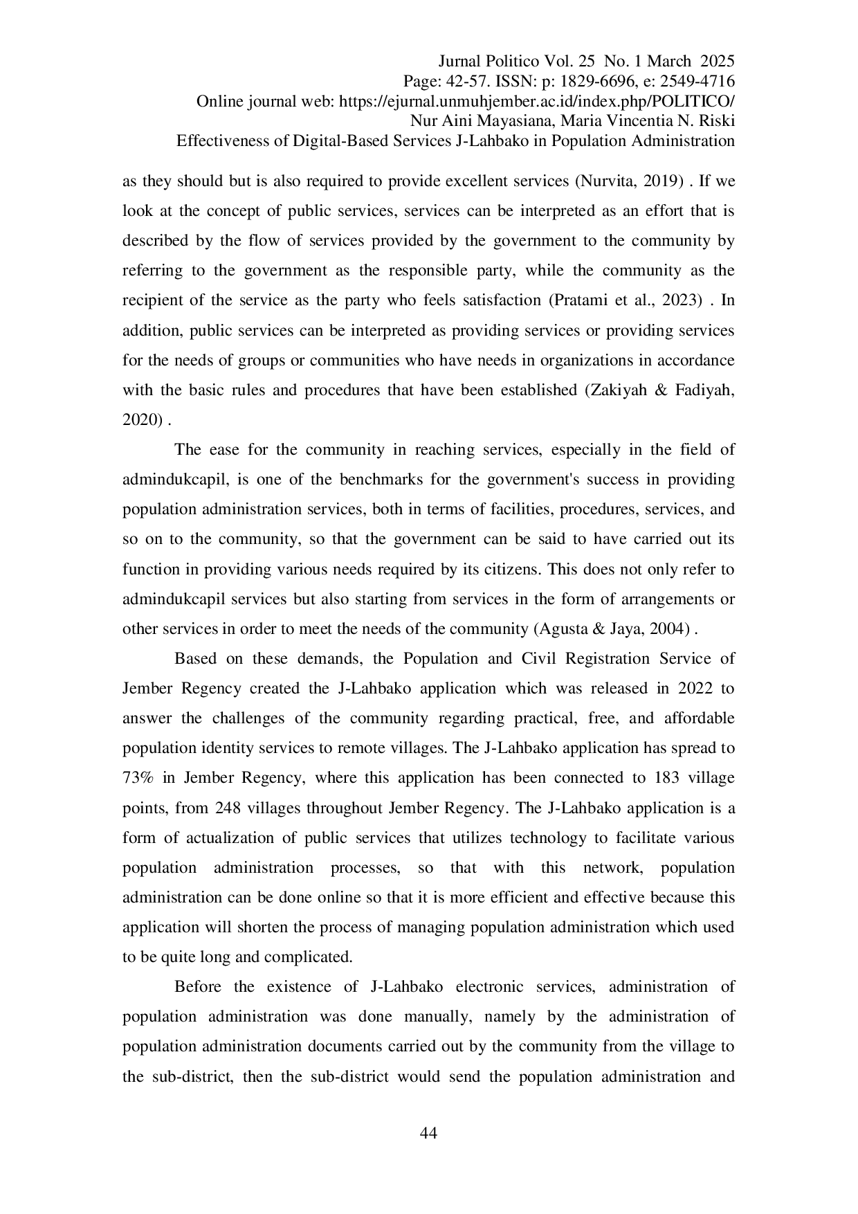 JURIS Effectiveness Of Digital Based Services J Lahbako In Population Administration