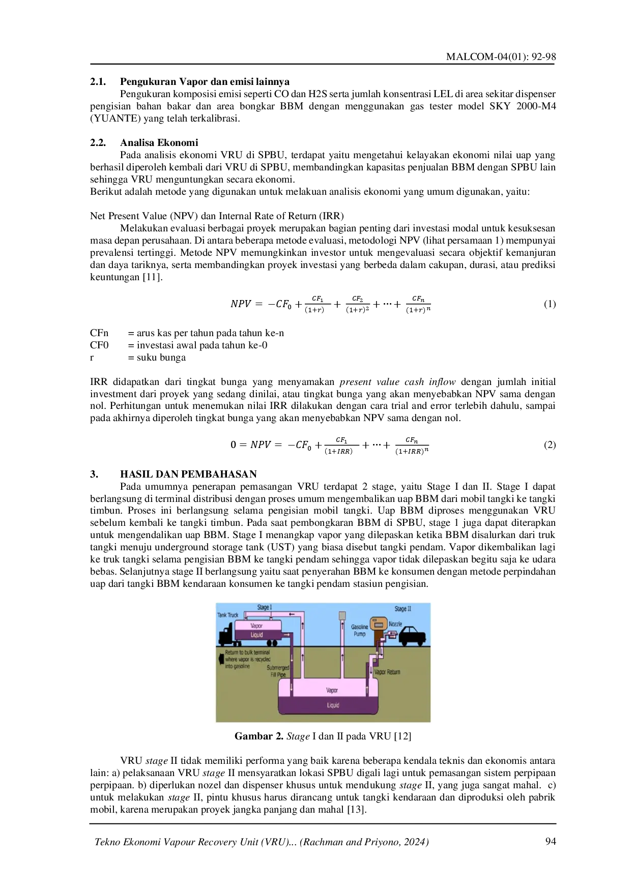 juris Tekno Ekonomi Vapour Recovery Unit VRU di SPBU Tanggerang