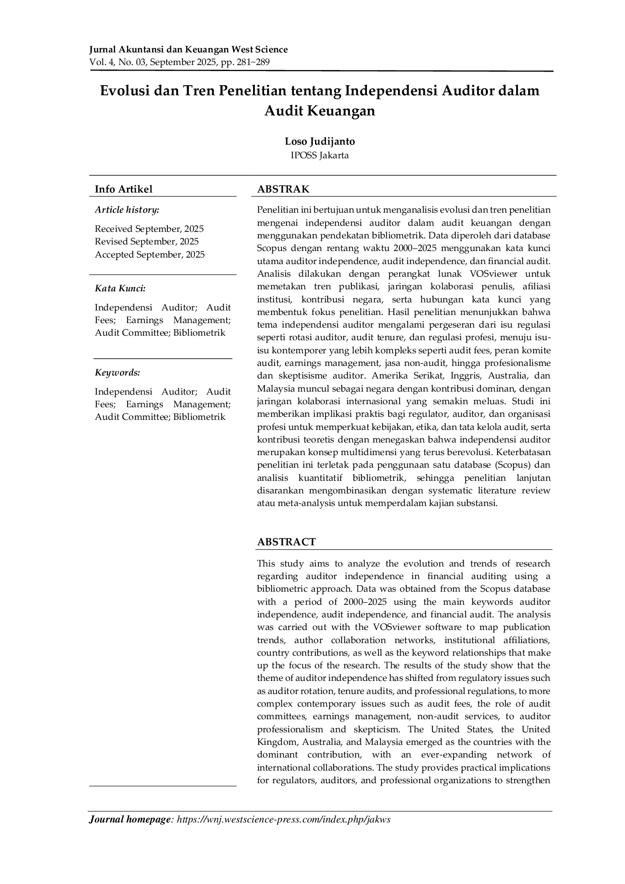 JURIS Evolusi dan Tren Penelitian tentang Independensi Auditor dalam Audit Keuangan