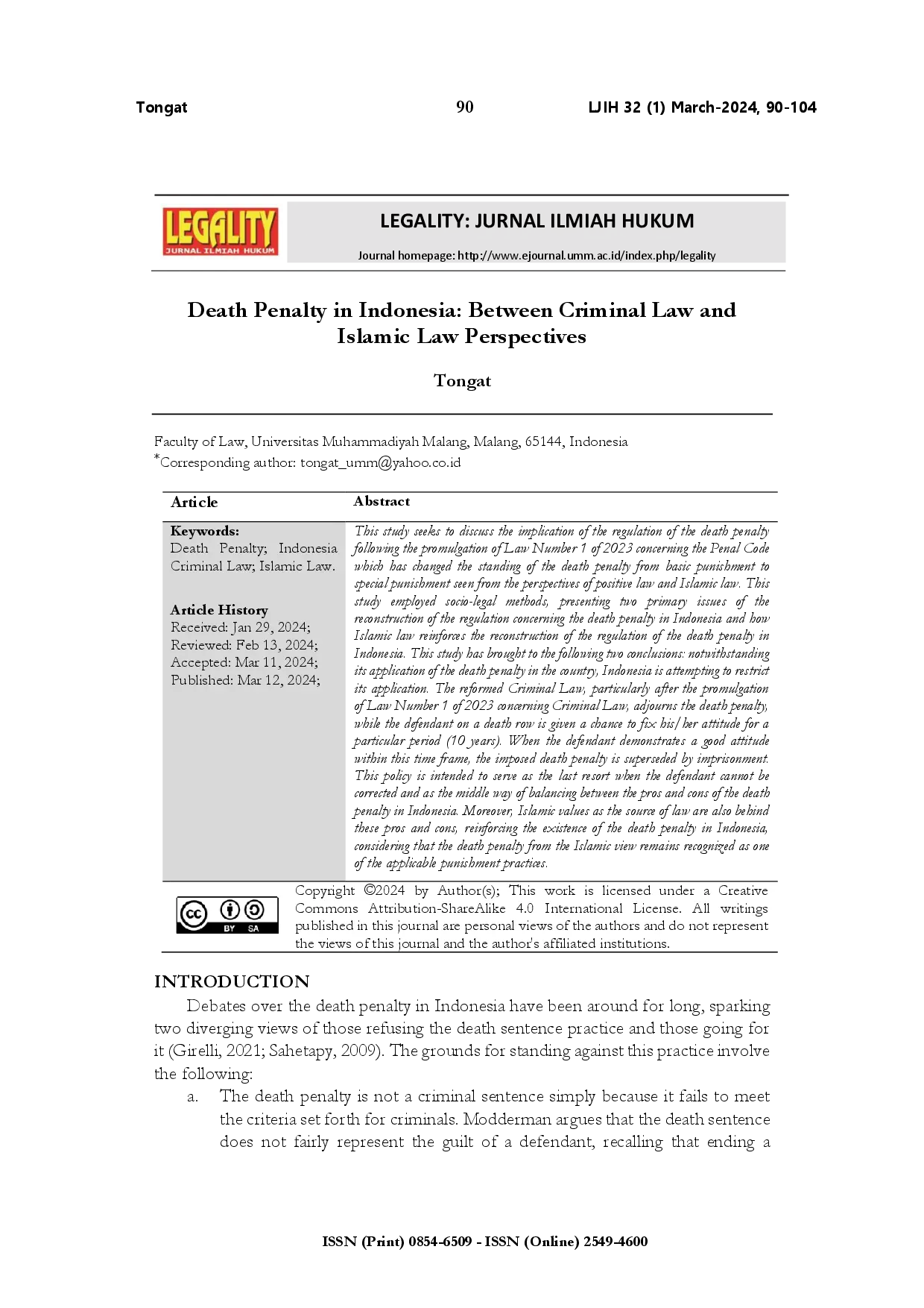 juris Death penalty in Indonesia between criminal law and Islamic law perspectives