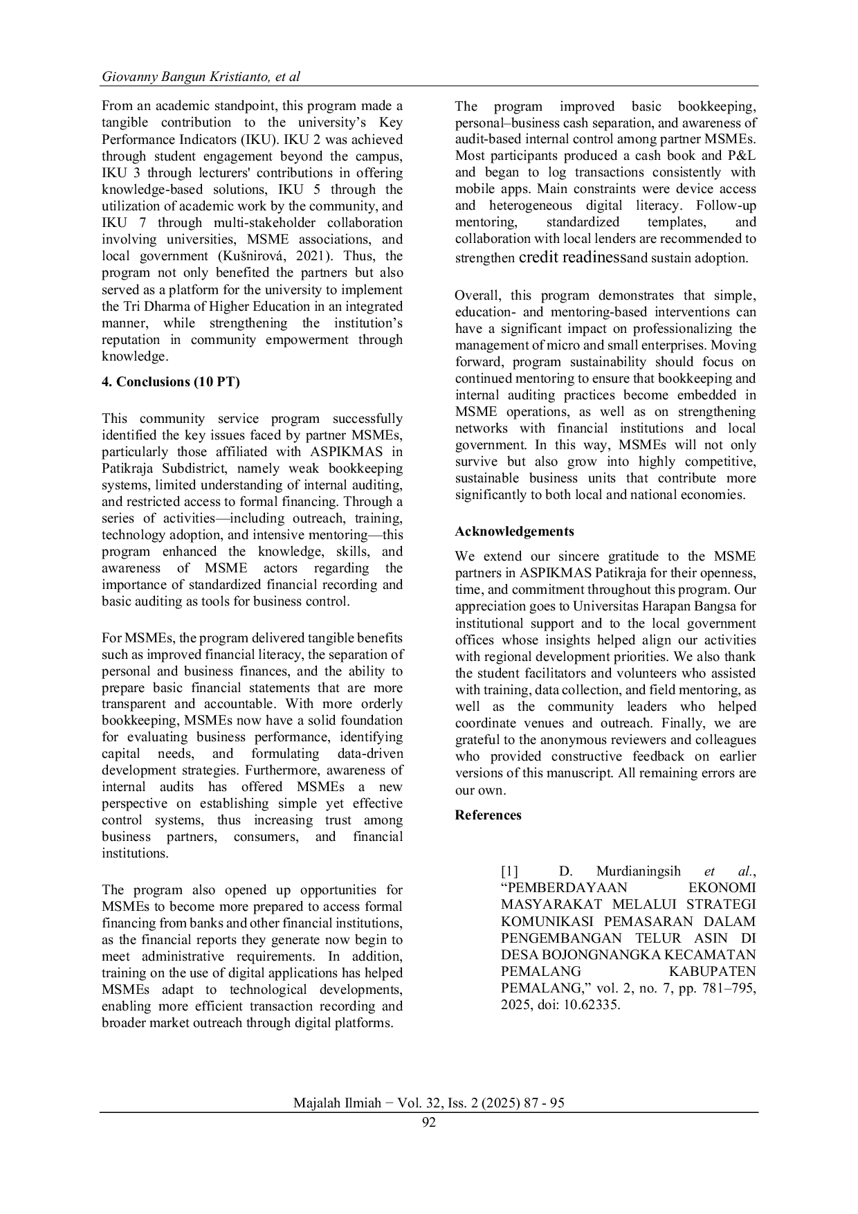 JURIS Establishing an Audit Based Bookkeeping System for Msmes A Strategic Move Toward Business Sustainability