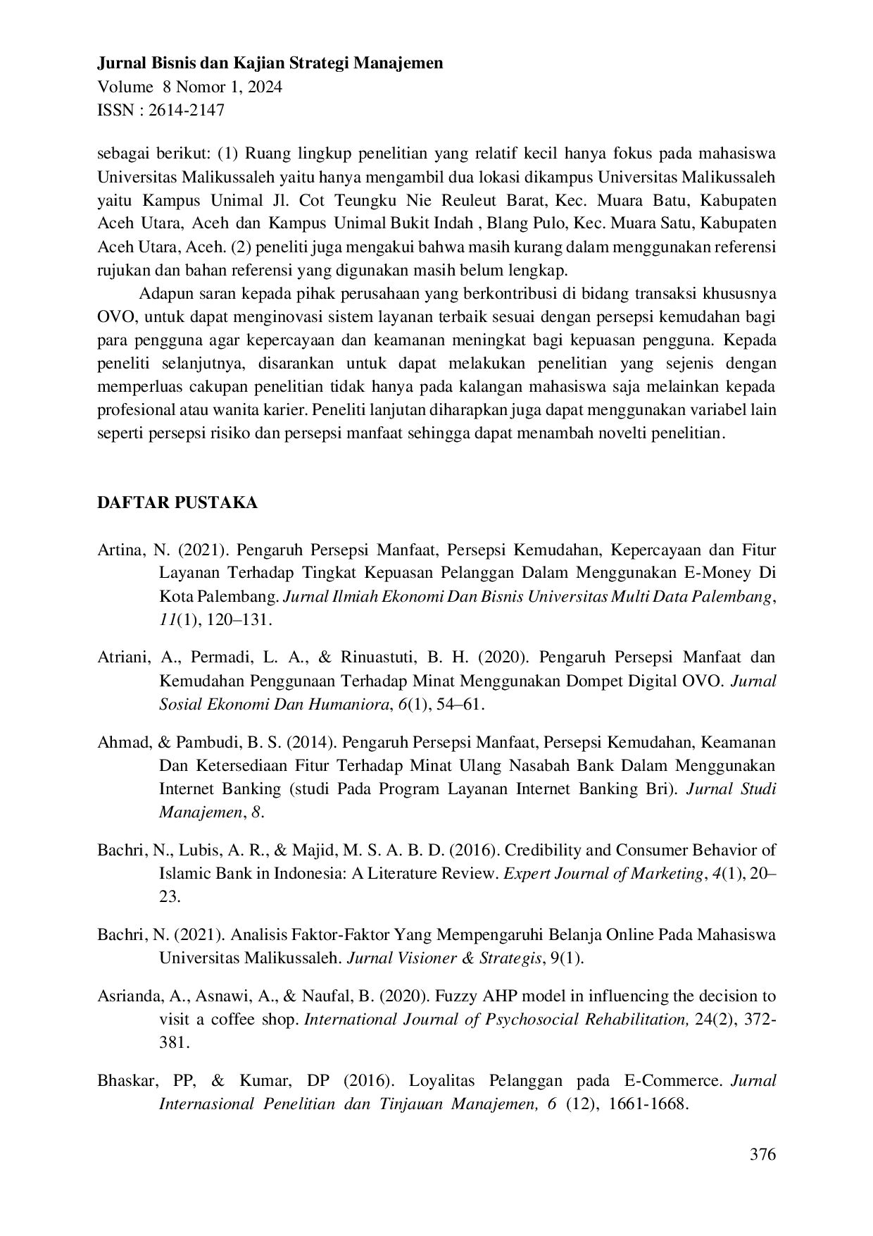 JURIS Determinasi Kepuasan Pengguna E Wallet Pada Kalangan Mahasiswa