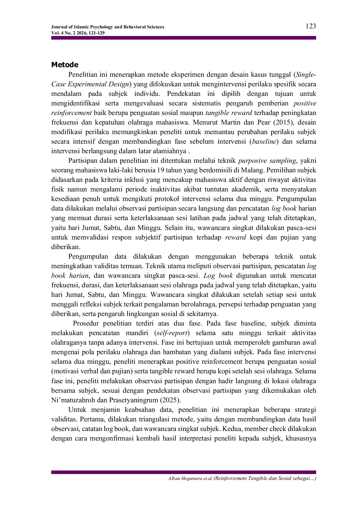 JURIS Reinforcement Tangible dan Sosial sebagai Strategi Peningkatan Kepatuhan Olahraga Mahasiswa