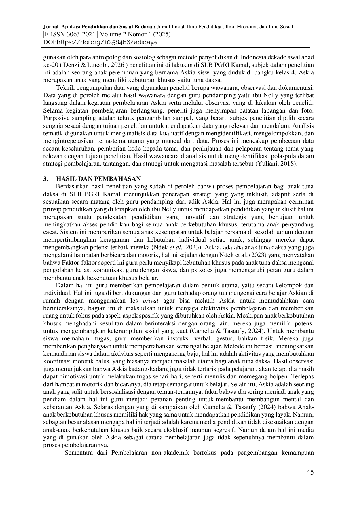 JURIS Peran Guru SLB Dalam Optimalisasi Potensi Akademik Anak Tunadaksa