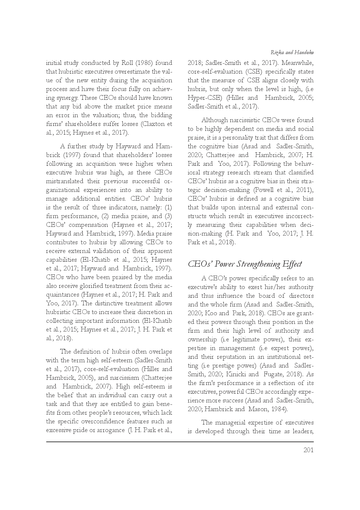 juris The Influence of CEOs Hubris on Firms Performance in Indonesia The Moderating Effects of CEOs Power and Board Vigilance