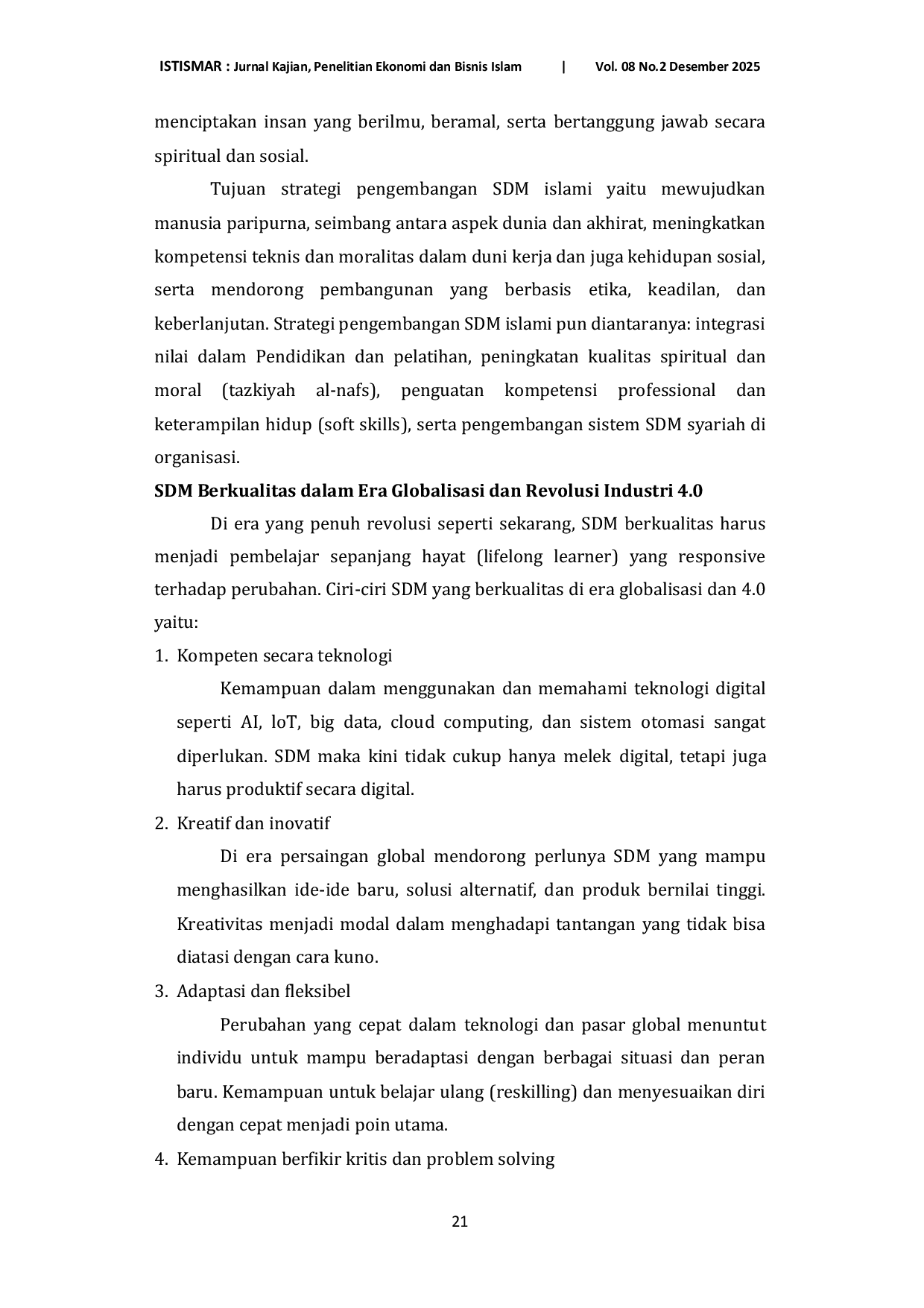 JURIS Transformasi Sdm Islami Dalam Mewujudkan Pembangunan Manusia Berkualitas