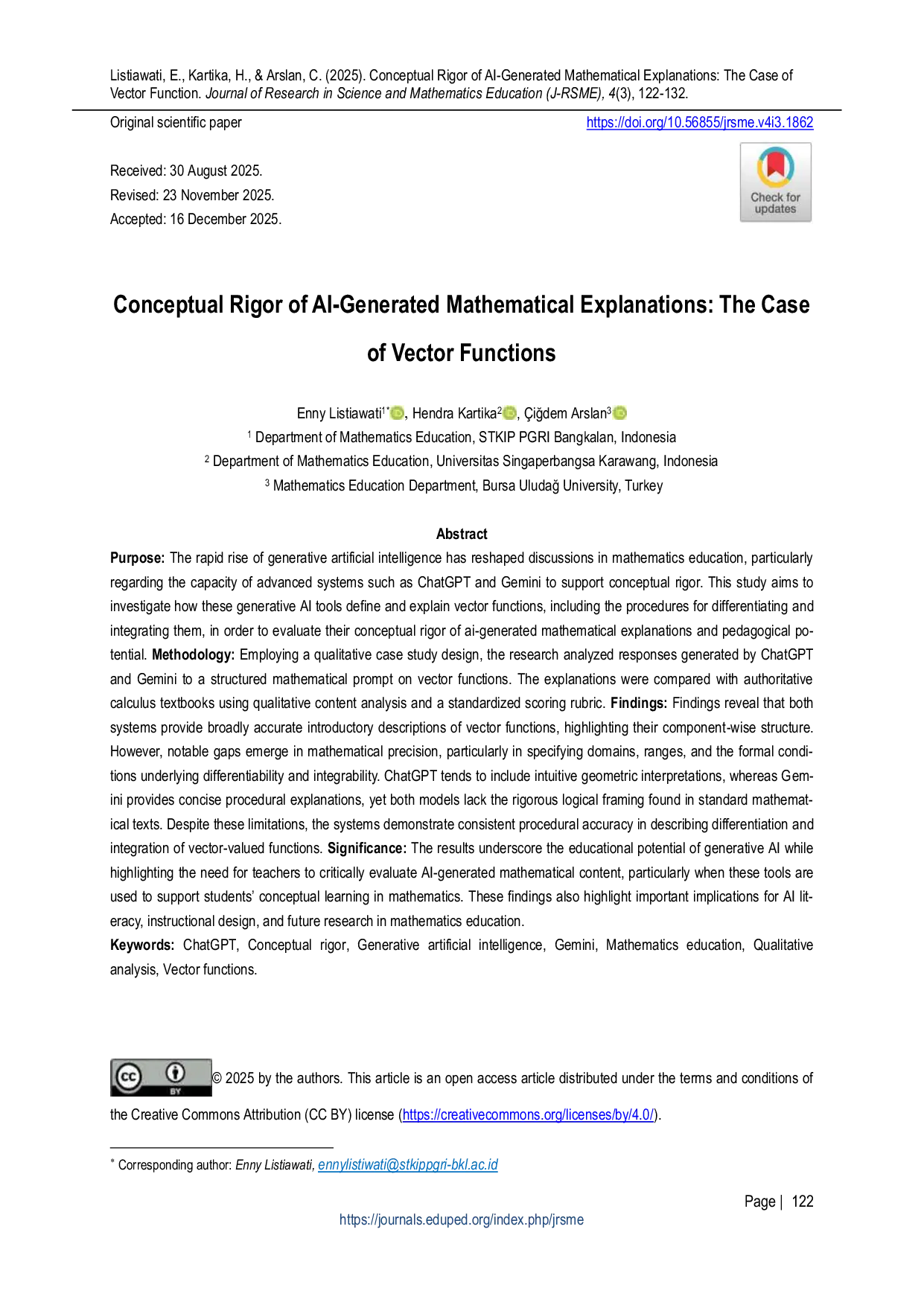 JURIS Conceptual Rigor of AI Generated Mathematical Explanations The Case of Vector Functions