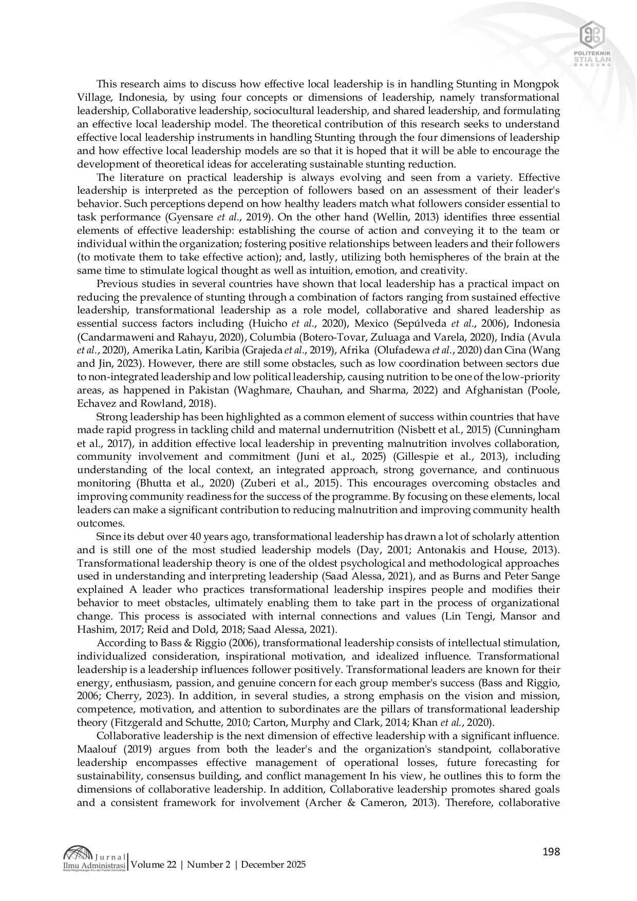 JURIS Effective Local Leadership as an Instrument and Model in Stunting Handling in Mongpok Village Serang Regency