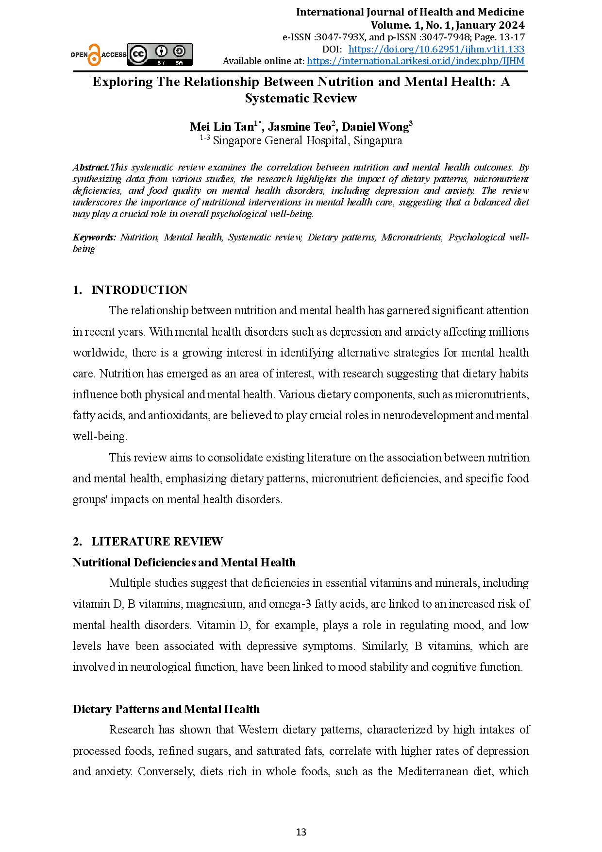 juris Exploring The Relationship Between Nutrition and Mental Health A Systematic Review