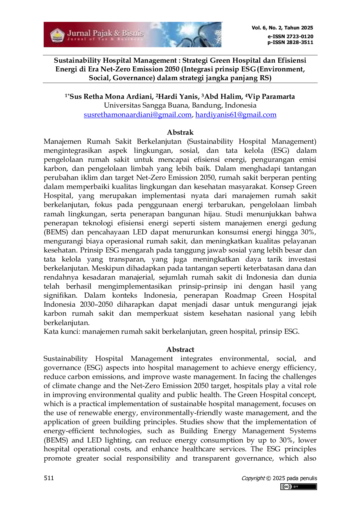 JURIS Sustainability Hospital Management Strategi Green Hospital dan Efisiensi Energi di Era Net Zero Emission 2050