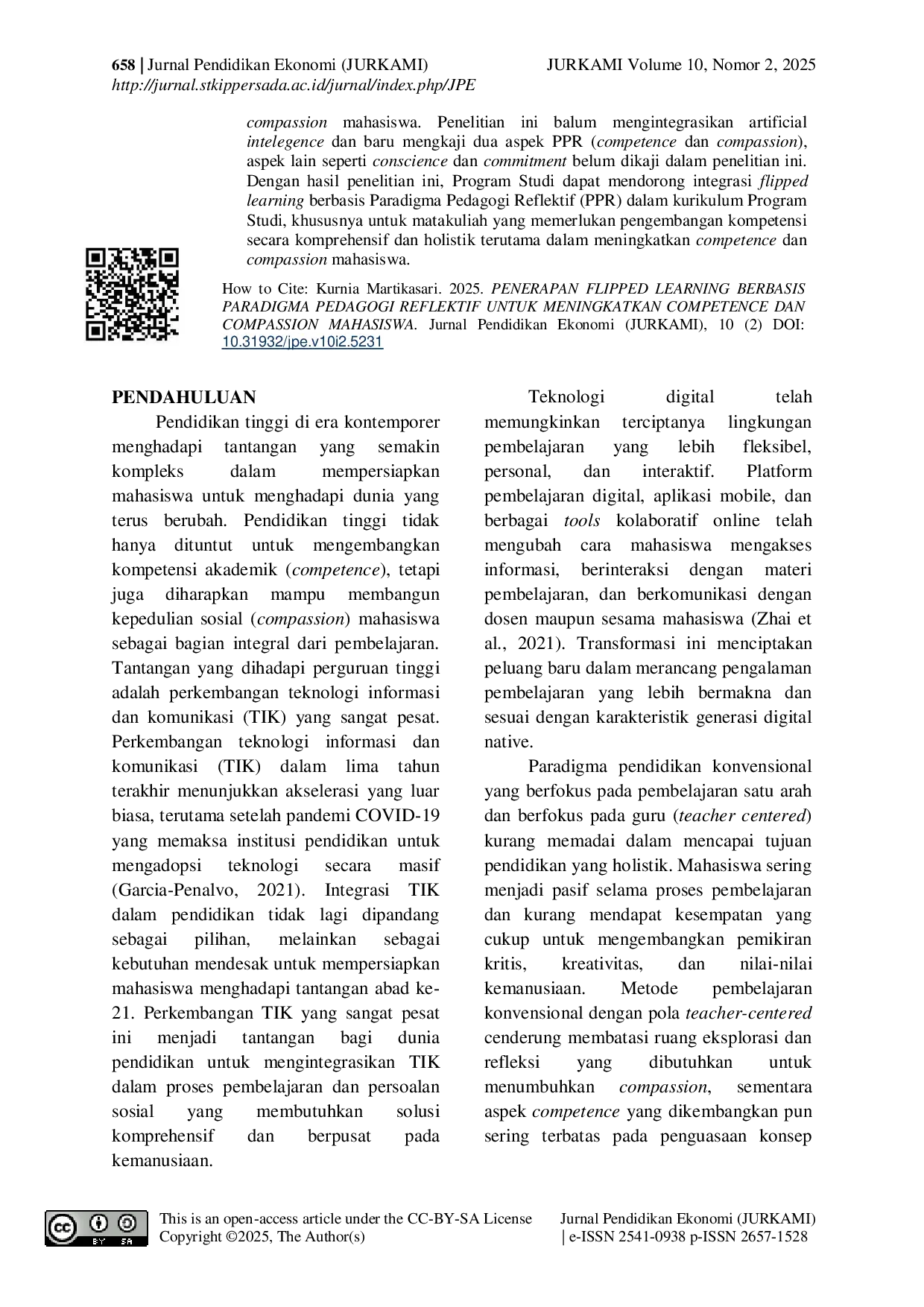 JURIS Penerapan Flipped Learning Berbasis Paradigma Pedagogi Reflektif Untuk Meningkatkan Competence Dan Compassion Mahasiswa