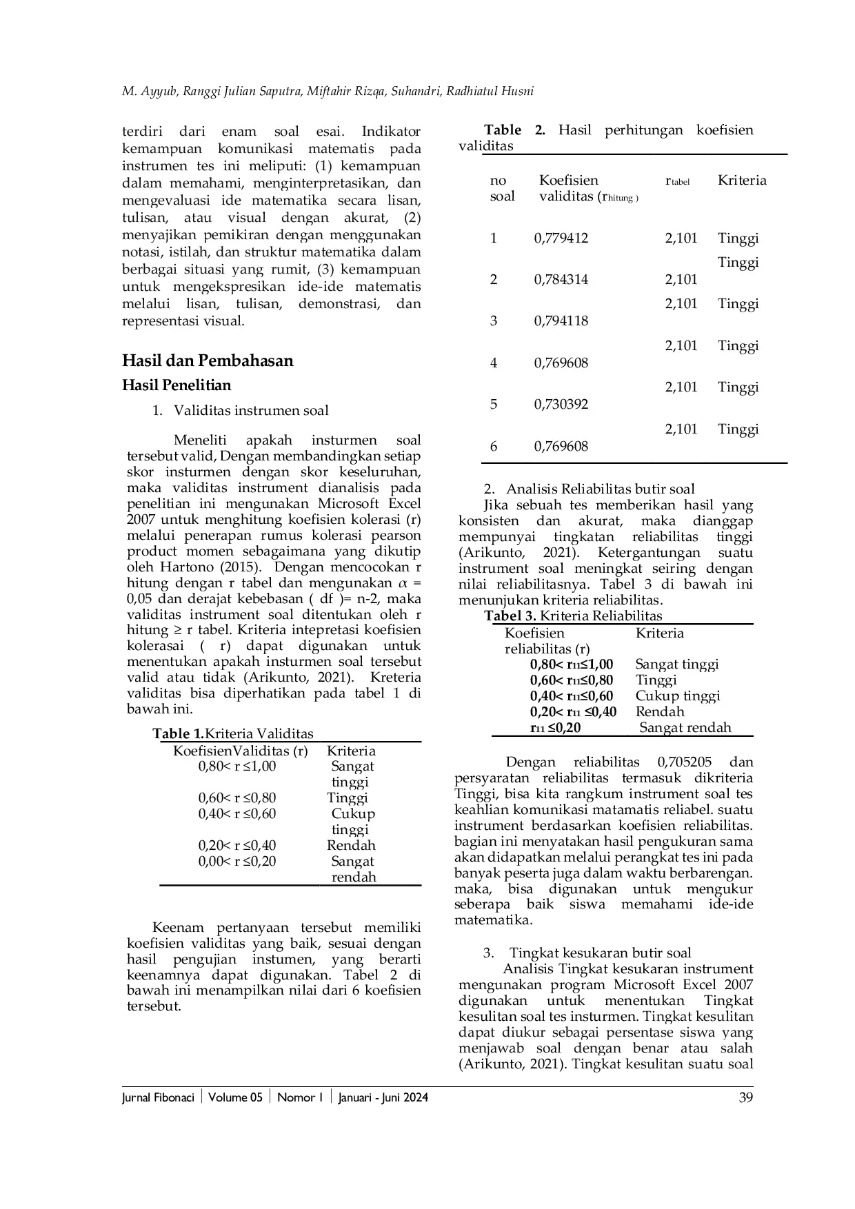 JURIS Analisa Pengukuran Komunikasi Matematis pada Materi Pyhtagoras
