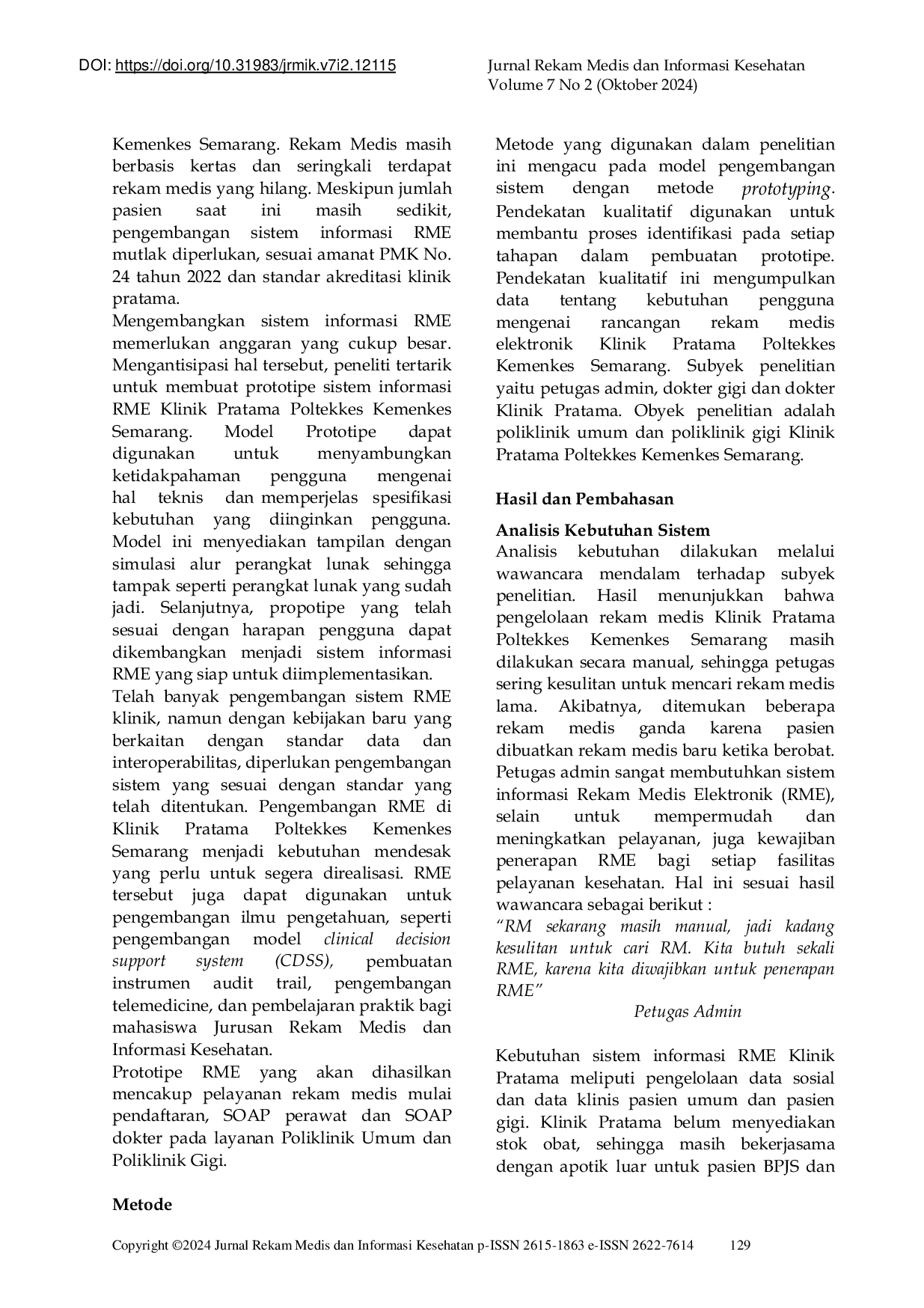 JURIS Prototype of EMR Information System for Primary Clinics According to Health Big Data Needs