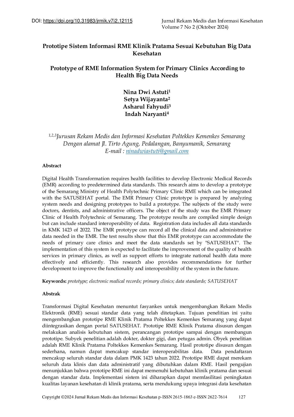 JURIS Prototype of EMR Information System for Primary Clinics According to Health Big Data Needs