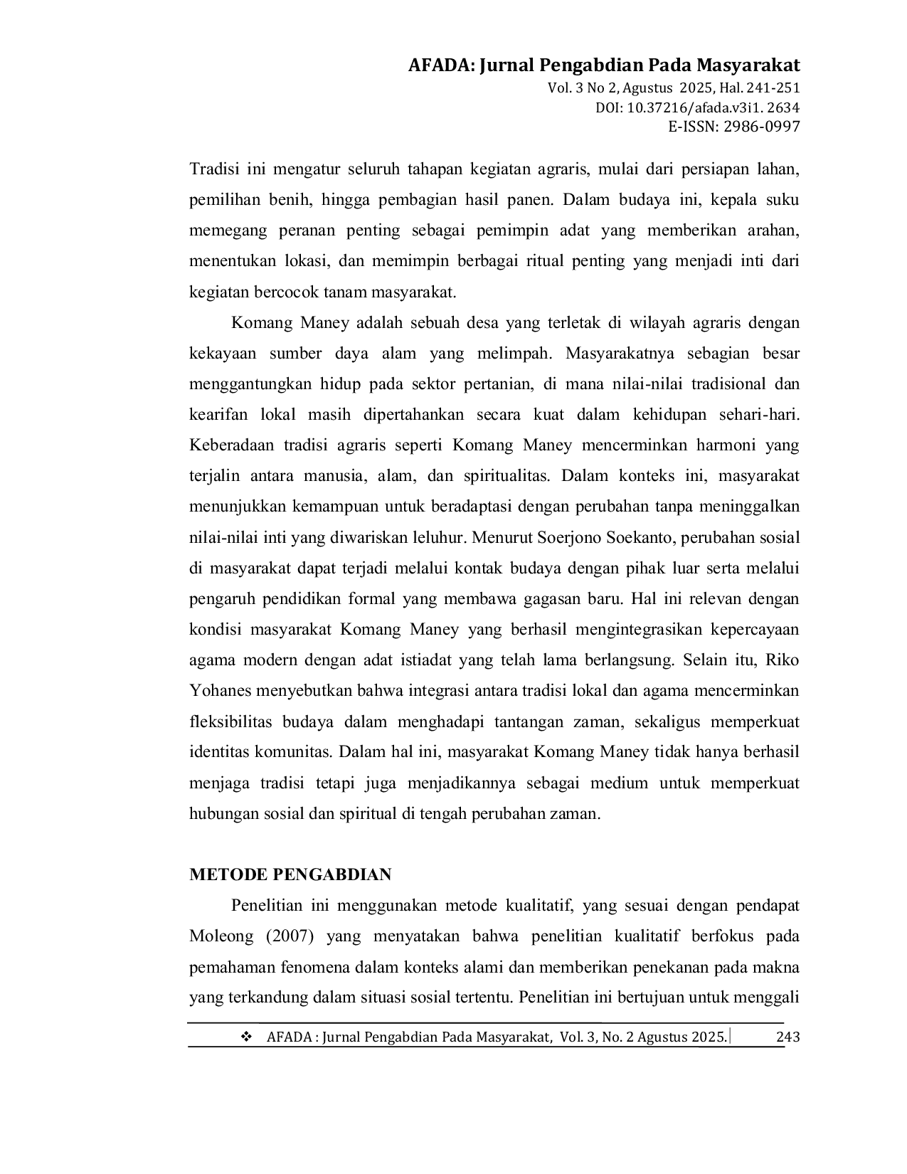 JURIS Tradisi Agraris dan Hasil Pertanian Komang Maney Di Desa Taramana Kecamatan Alor Timur Laut