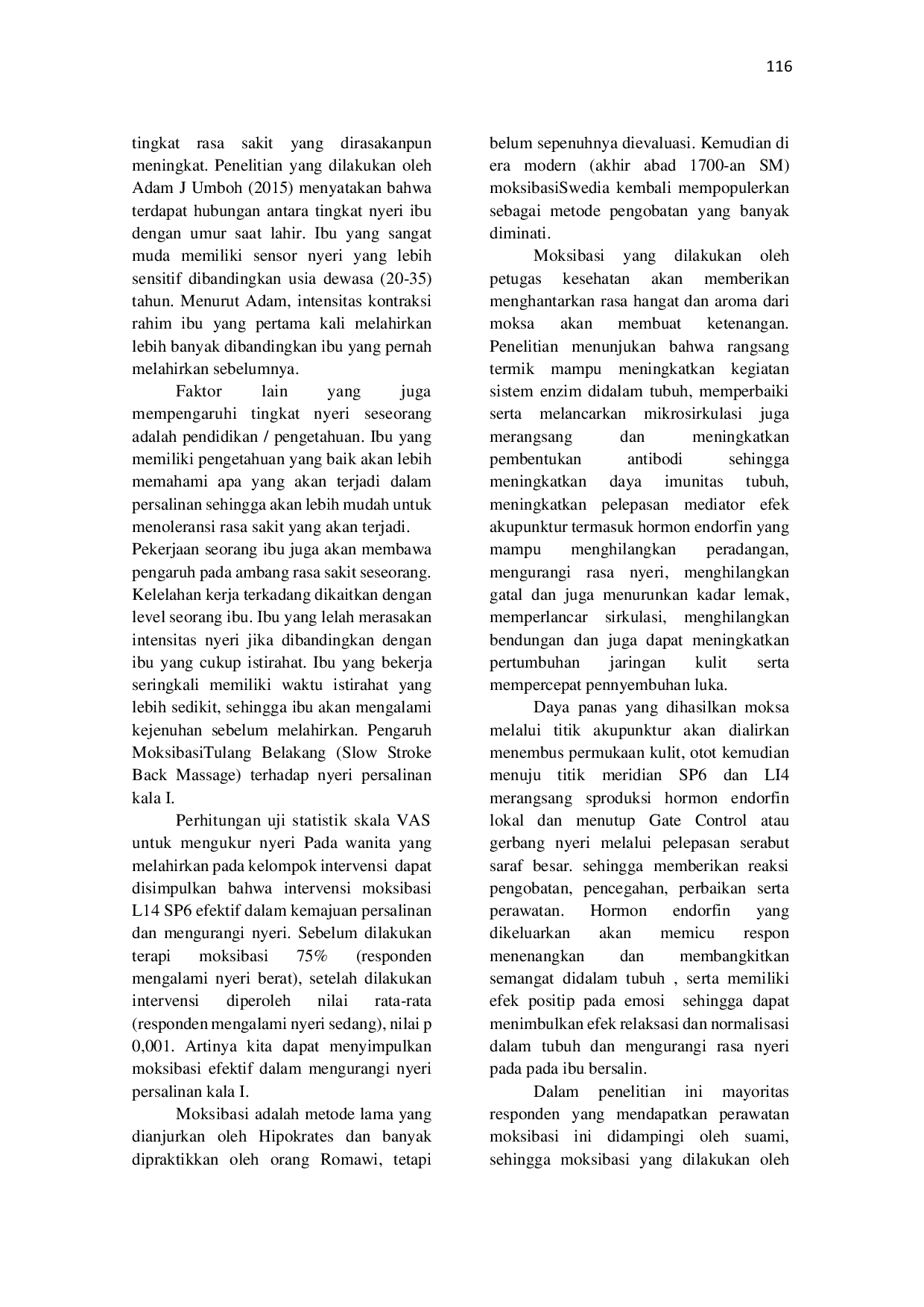 juris Efektivitas Moxibasi L14 SP6 Terhadap Dilatasi Serviks dan Nyeri Persalinan Kala I