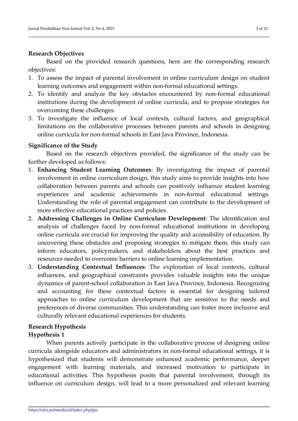 JURIS Parent School Collaboration in Online Curriculum Design for Non formal Schools in East Java Province Indonesia A Design Based Research
