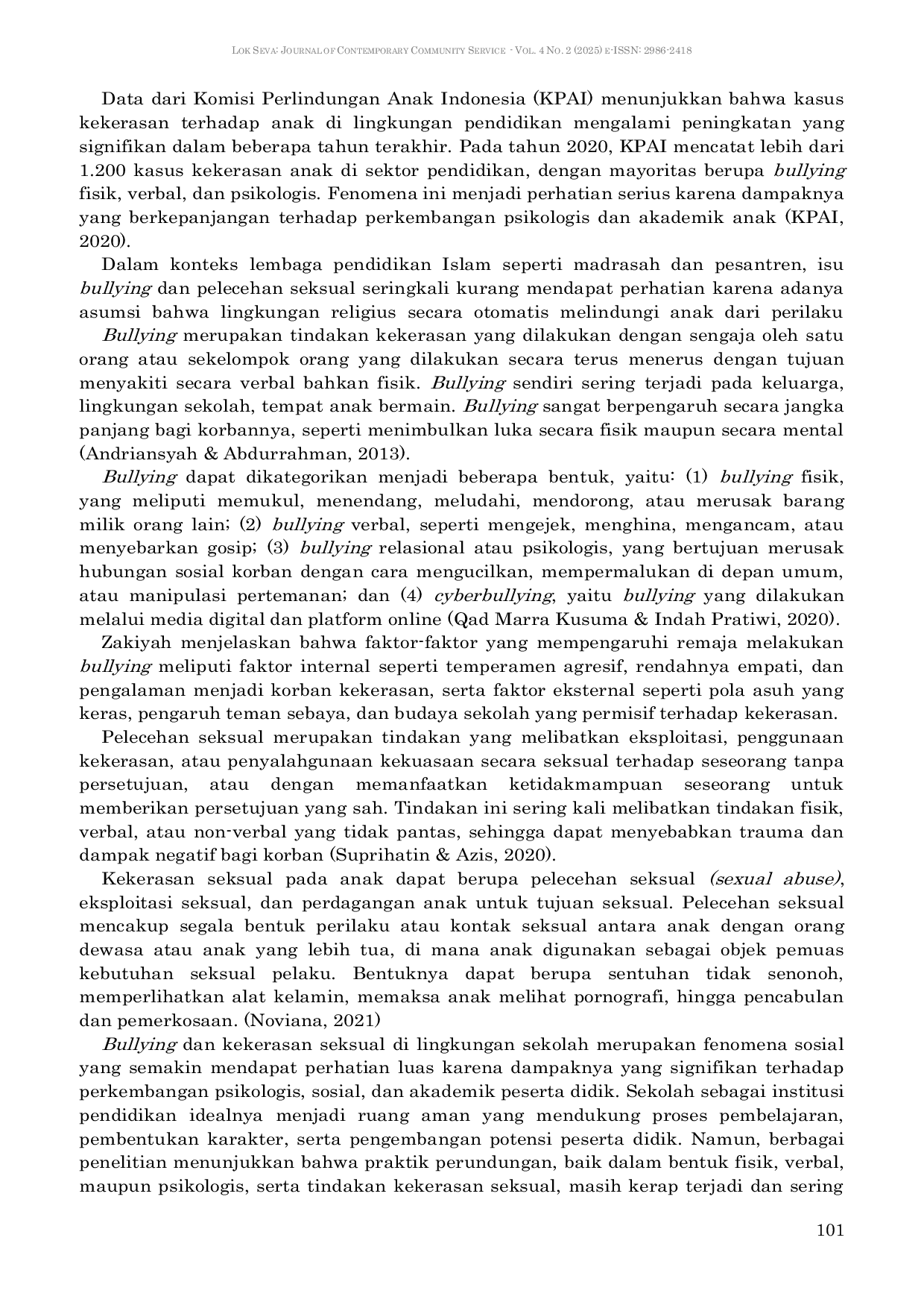 JURIS Pencegahan Bullyiang dan Pelecehan Seksual di Dunia Pendidikan Melalui Sosialisasi di Madrasah Ulumul Qur an